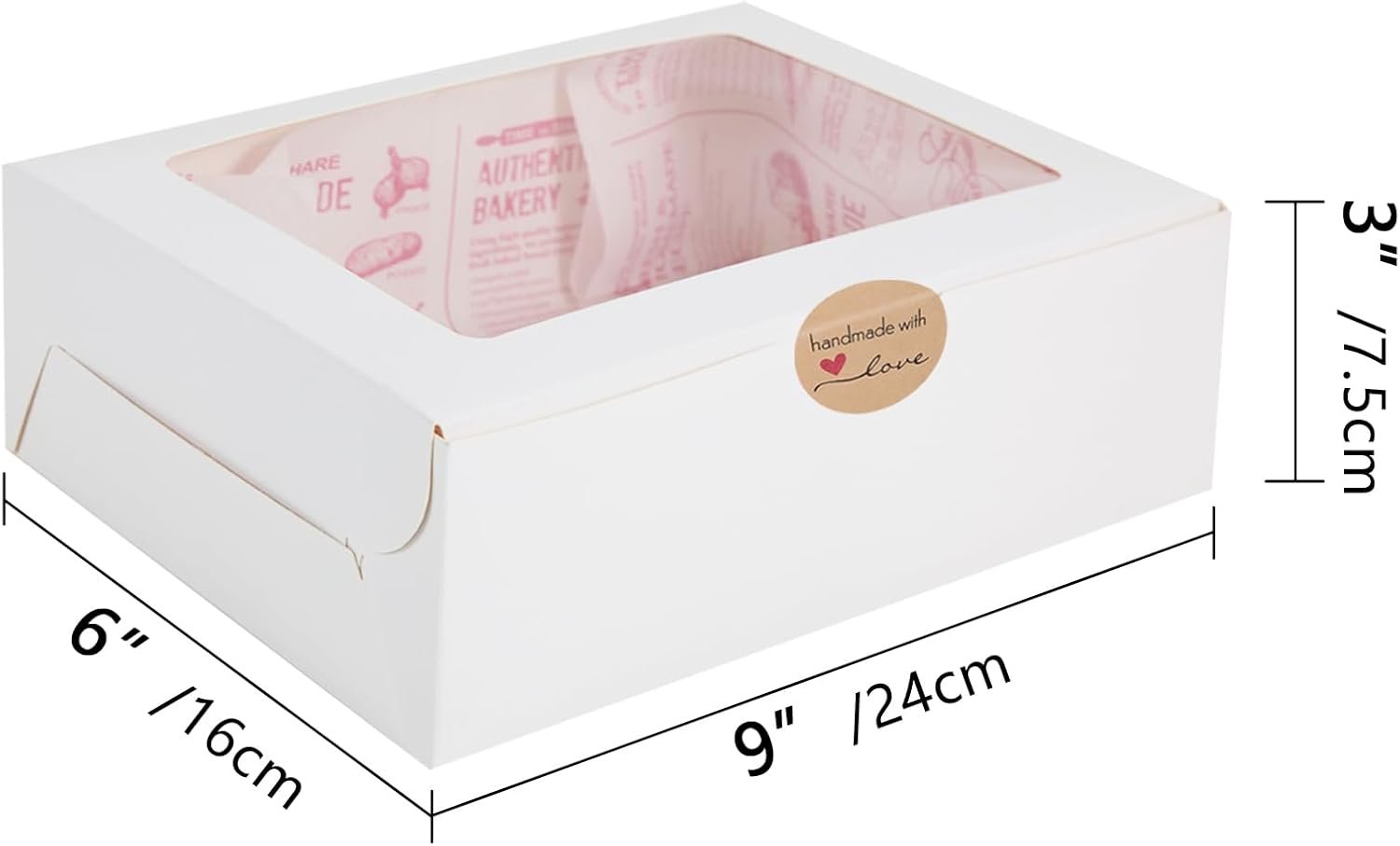 Wholesale White Bakery Boxes with Window 9x6x3 Inch Pastry Dessert Pie Packaging 30 Pack Factory