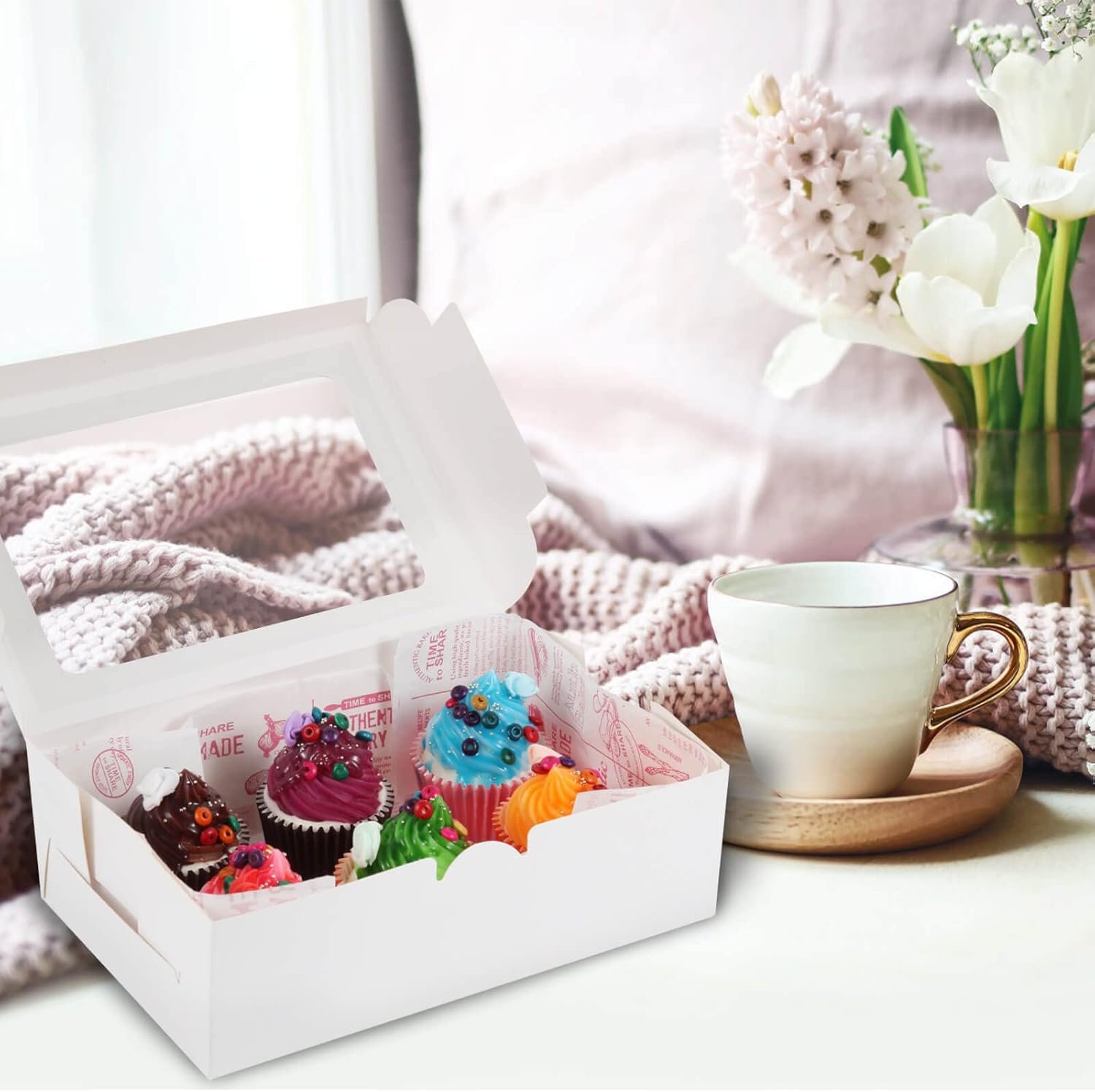 Wholesale White Bakery Boxes with Window 9x6x3 Inch Pastry Dessert Pie Packaging 30 Pack Factory