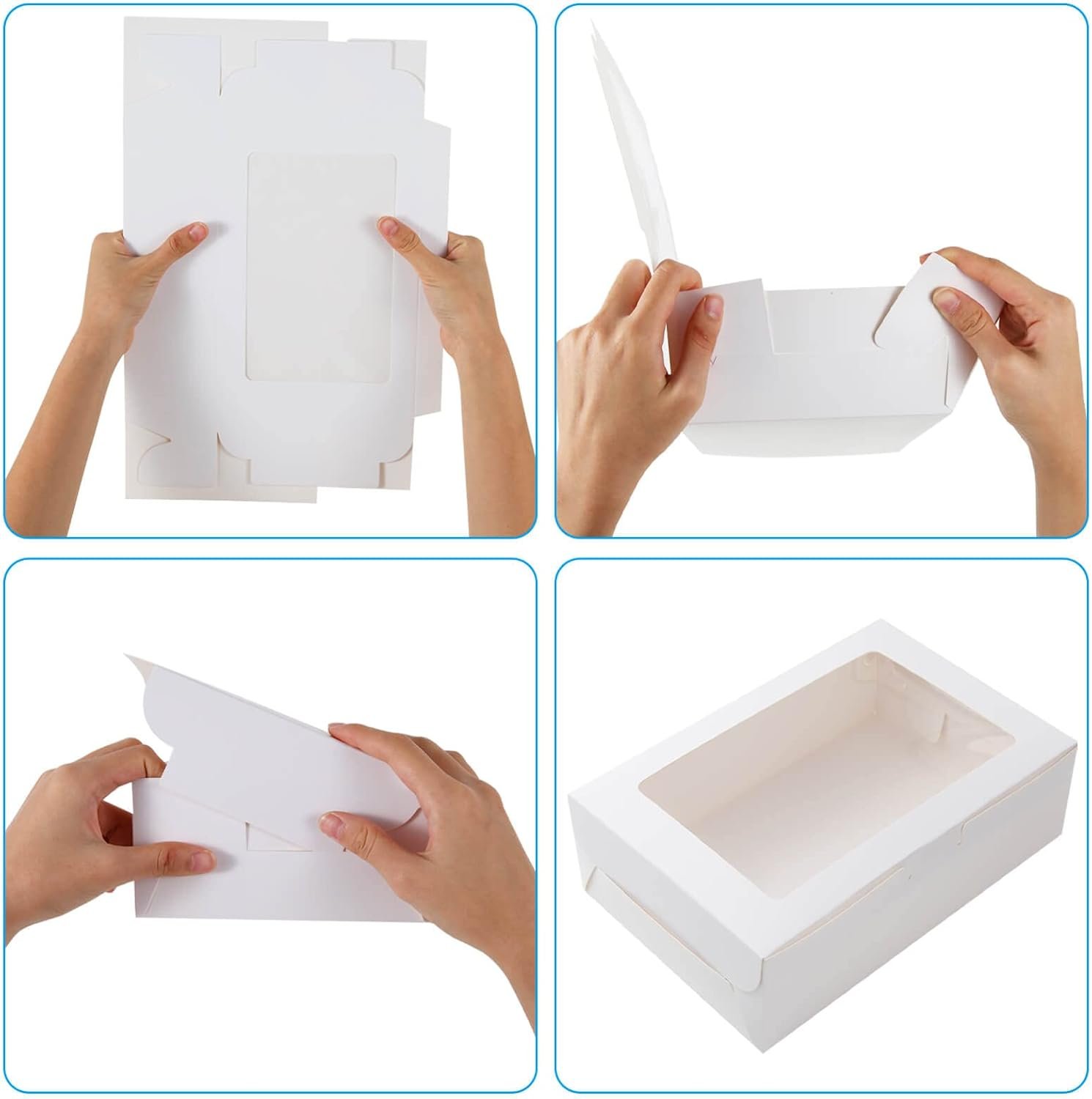 Wholesale White Bakery Boxes with Window 9x6x3 Inch Pastry Dessert Pie Packaging 30 Pack Factory