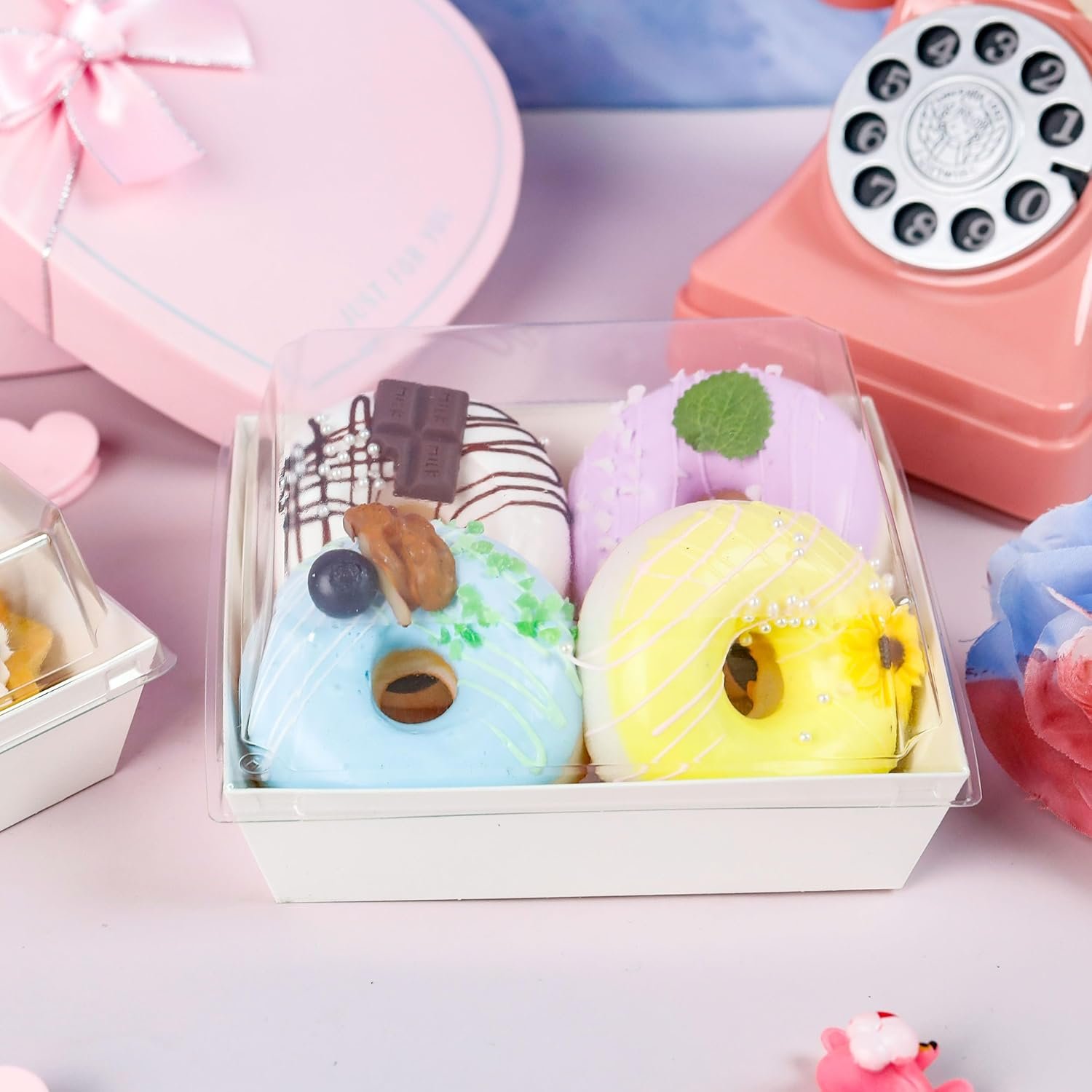 Wholesale 5.3x4.9x2.5 Inch Small Square Charcuterie Dessert Boxes Clear Lids Disposable To-Go Containers Cookies Sandwiches Cake Slices White 60 Pack Factory