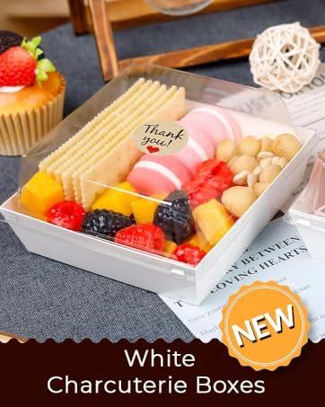 Wholesale 5.3x4.9x2.5 Inch Small Square Charcuterie Dessert Boxes Clear Lids Disposable To-Go Containers Cookies Sandwiches Cake Slices White 60 Pack Factory