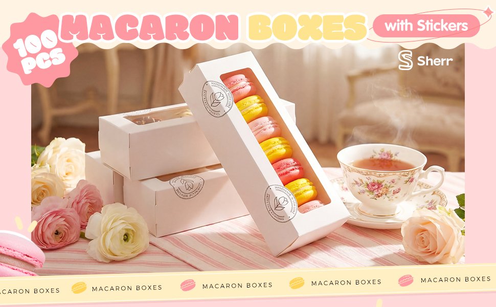 Wholesale 50 White Macaron Boxes with Window & Stickers Bakery Containers for Valentine Chocolate Covered Strawberries Truffles Cookies Donuts Pastries Factory