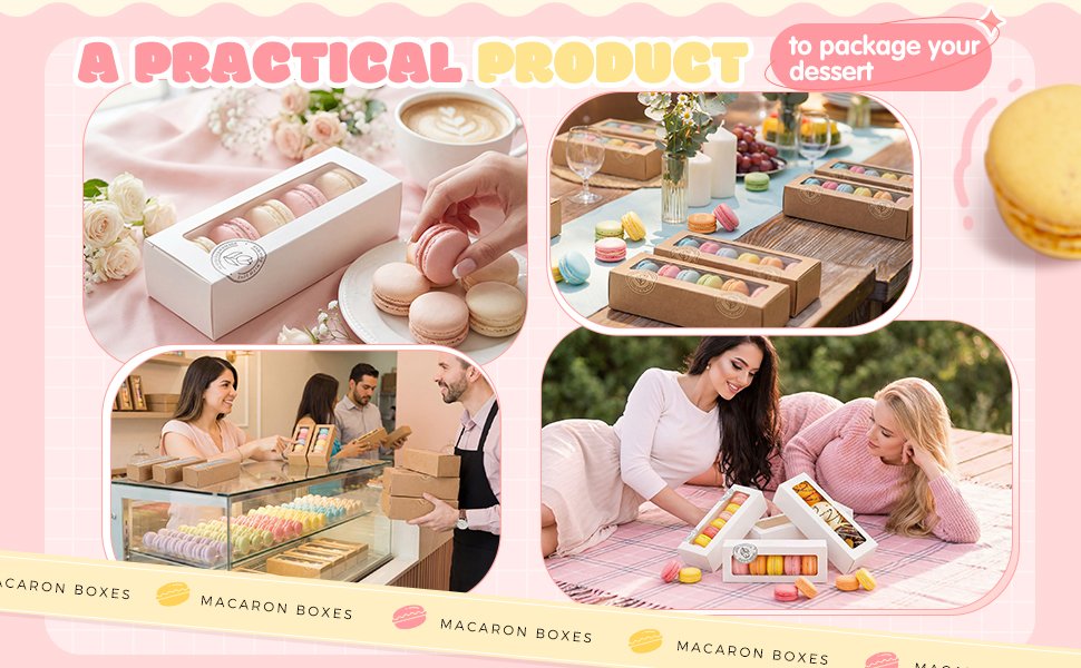 Wholesale 50 White Macaron Boxes with Window & Stickers Bakery Containers for Valentine Chocolate Covered Strawberries Truffles Cookies Donuts Pastries Factory