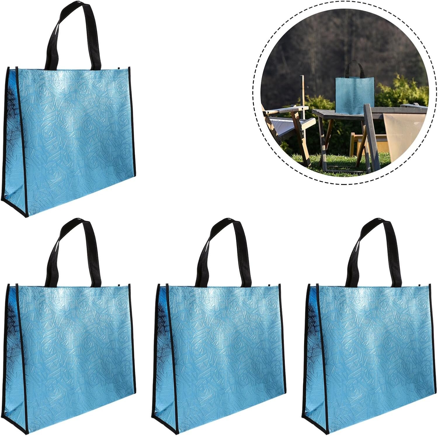 Wholesale Reusable Non-woven Tote Bags with Handles 4pcs Blue for Grocery Shopping Weddings Household Storage Factory