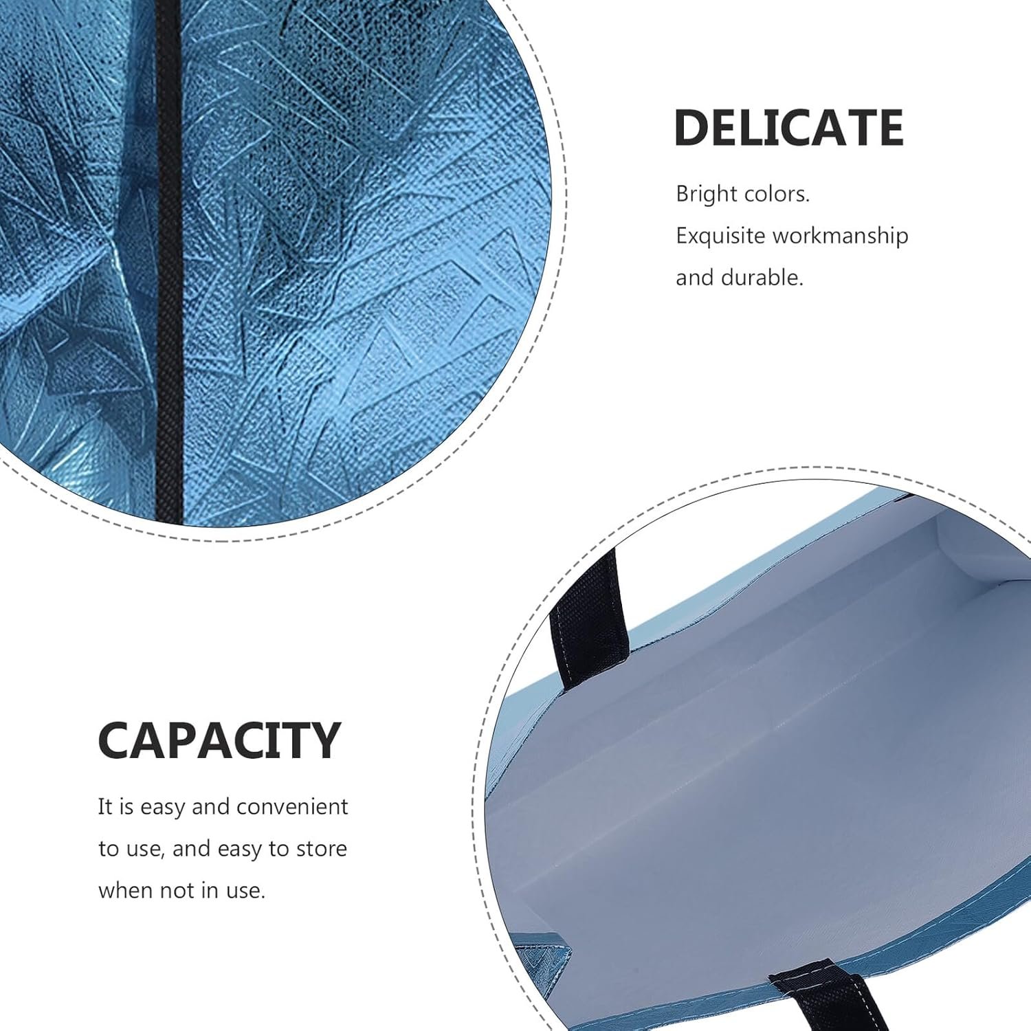 Wholesale Reusable Non-woven Tote Bags with Handles 4pcs Blue for Grocery Shopping Weddings Household Storage Factory