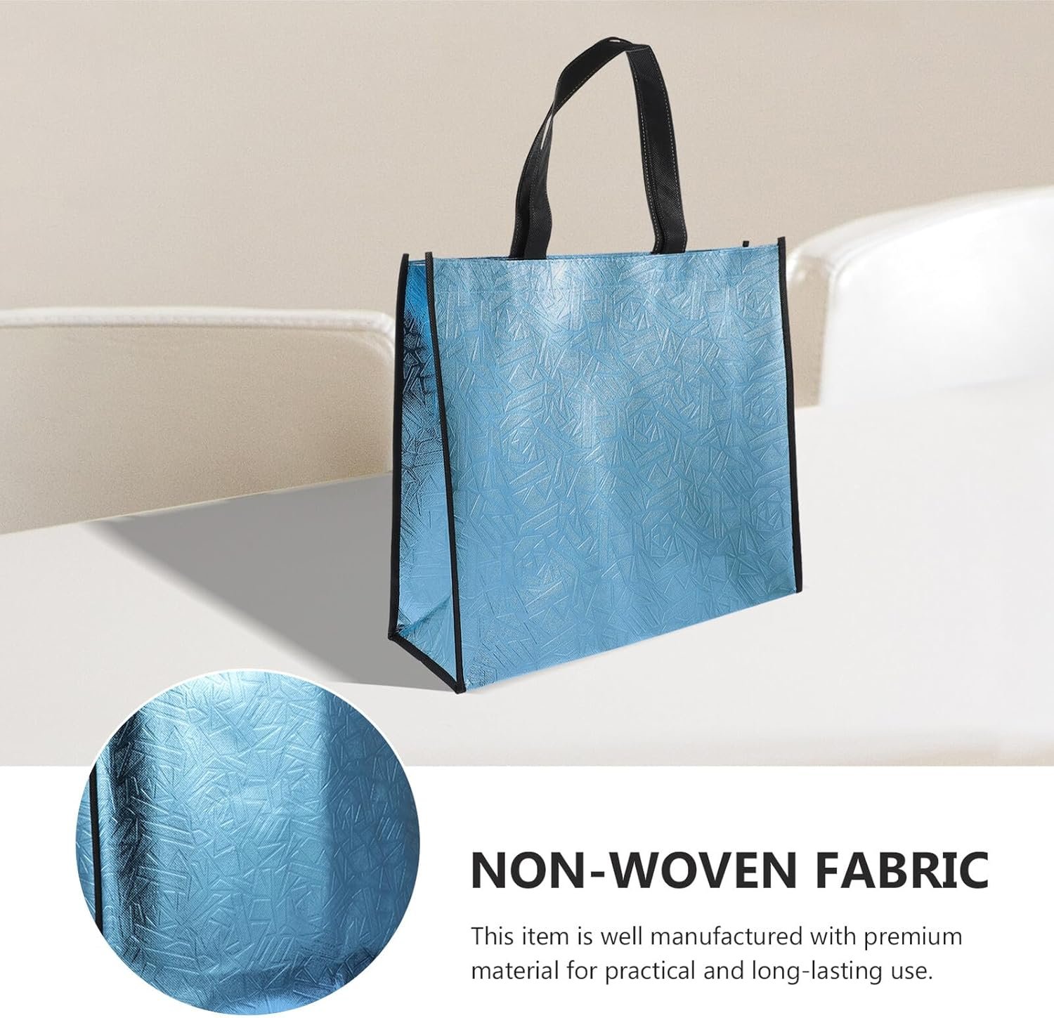 Wholesale Reusable Non-woven Tote Bags with Handles 4pcs Blue for Grocery Shopping Weddings Household Storage Factory