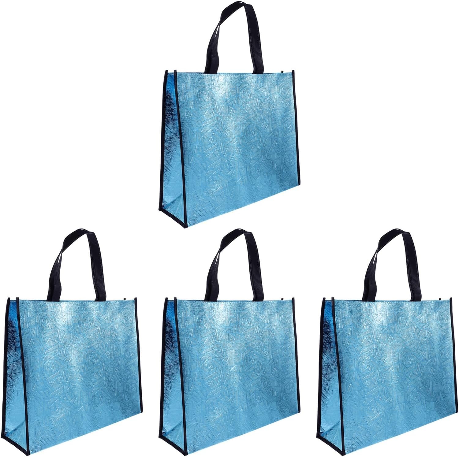 Reusable Non-woven Tote Bags with Handles 4pcs Blue Packaging Bags for Grocery Shopping, Weddings, and Household Storage