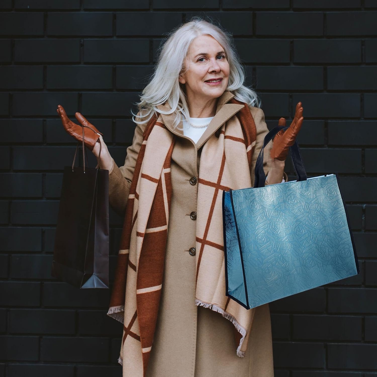 Wholesale Reusable Blue Non-Woven Tote Bags with Handles 4pcs for Grocery Wedding Packaging Factory