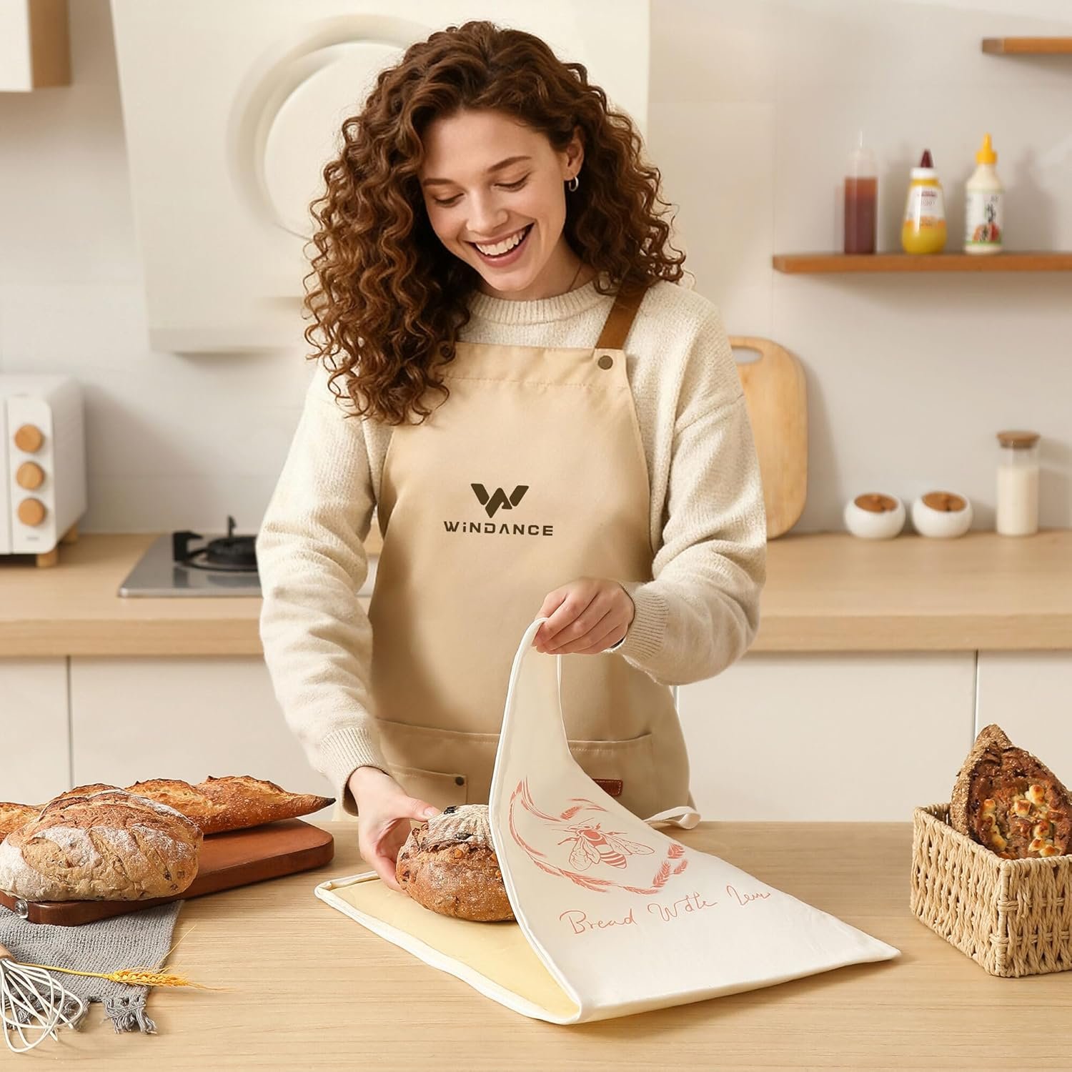 OEM XL Beeswax Bread Bags 2-Pack Wide Zipper Reusable Linen Cotton Sourdough Storage for Homemade Bread Homesteading Keeps Fresh Factory