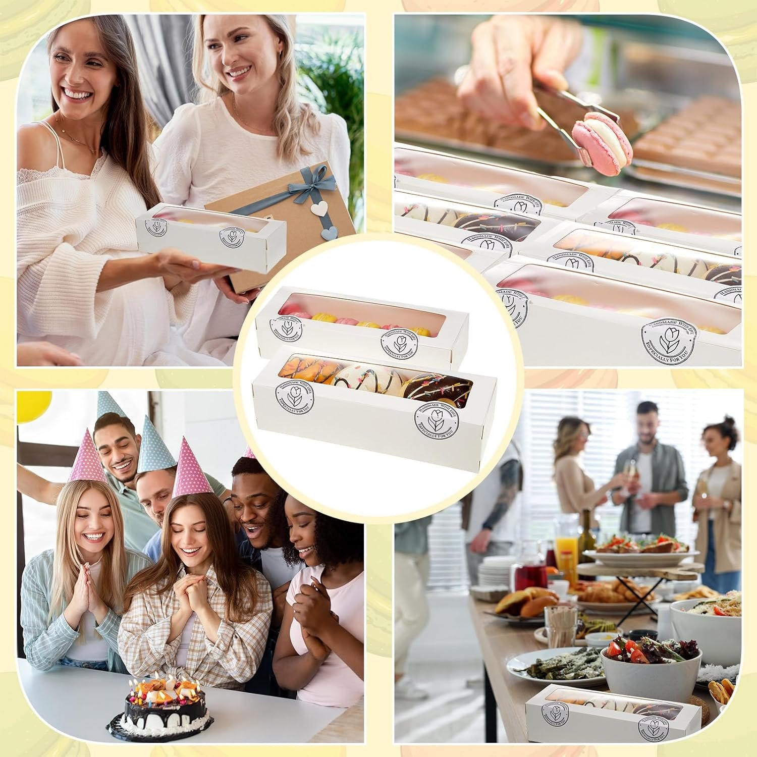 Wholesale 150 Pcs White Macaron Bakery Boxes with Window & Stickers for Chocolate Covered Strawberries Truffles Cookies Donuts Pastries Valentine Desserts Factory Wholesale 150 Pcs White Macaron Bakery Boxes with Window & Stickers for Chocolate Covered Strawberries Truffles Cookies Donuts Pastries Valentine Desserts Factory