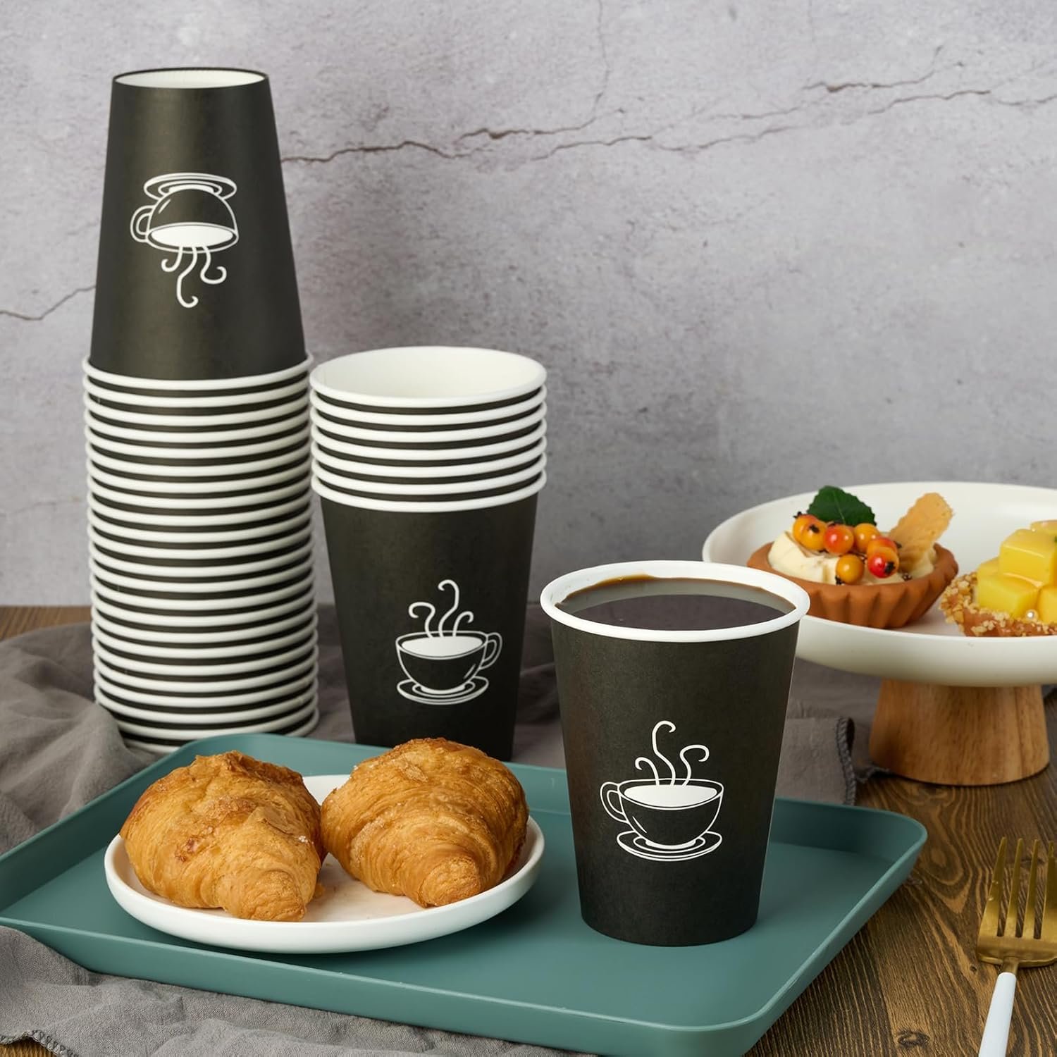 Wholesale 360 Pack 8 oz Black Disposable Paper Coffee Cups for Hot Beverages Water Cafes Offices Events Factory