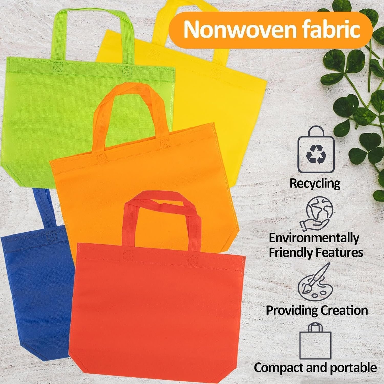 Wholesale Non-Woven Reusable Party Favor Bags 10 PCS with Handles Colorful Solid Color Medium Size 10.3x13 Inch for Christmas Gifts Birthday Party Grocery Storage Factory