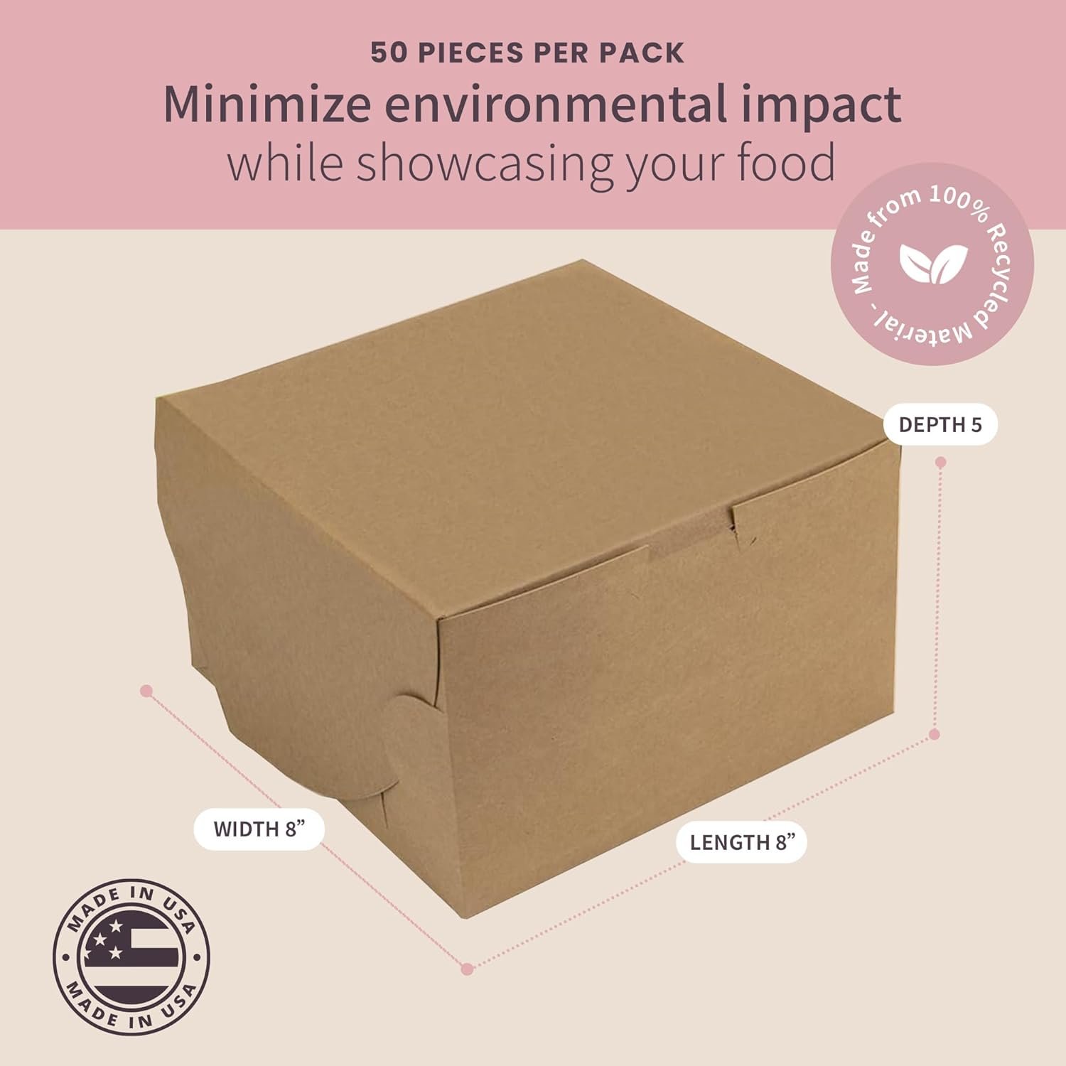 Wholesale 8x8x5 Reversible Classic Cake Boxes Side Panel Clips Front Tuck Lock No Tape Needed Pack of 50 supplier