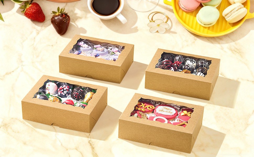 Wholesale 50PCS 8x6x2.5 Inch Bakery Boxes with Window for Macarons Donuts Cookies Pastries Muffins Chocolate Covered Strawberries supplier Wholesale 50PCS 8x6x2.5 Inch Bakery Boxes with Window for Macarons Donuts Cookies Pastries Muffins Chocolate Covered Strawberries supplier