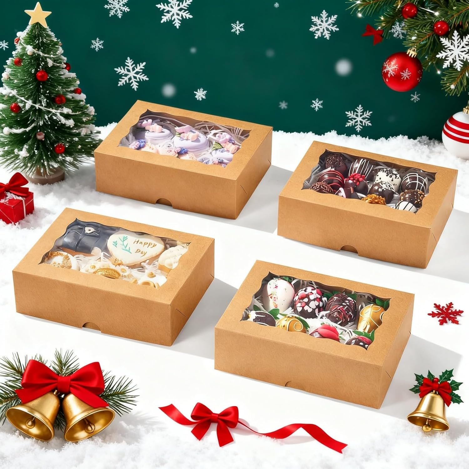 Wholesale 50PCS 8x6x2.5 Inch Bakery Boxes with Window for Macarons Donuts Cookies Pastries Muffins Chocolate Covered Strawberries supplier Wholesale 50PCS 8x6x2.5 Inch Bakery Boxes with Window for Macarons Donuts Cookies Pastries Muffins Chocolate Covered Strawberries supplier