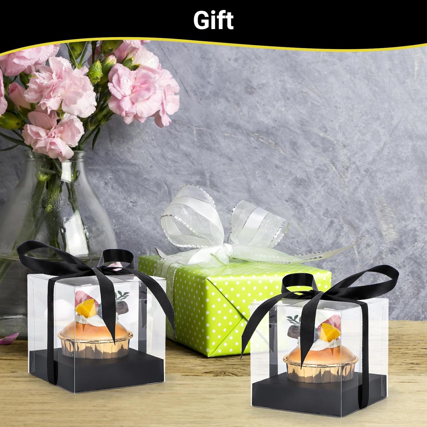Wholesale 3.5 Inch Clear Plastic Individual Cupcake Boxes 12pcs Transparent Containers with Ribbon Inserts Cake Holders Storage Wedding Party Carrier-Black Factory Wholesale 3.5 Inch Clear Plastic Individual Cupcake Boxes 12pcs Transparent Containers with Ribbon Inserts Cake Holders Storage Wedding Party Carrier-Black Factory