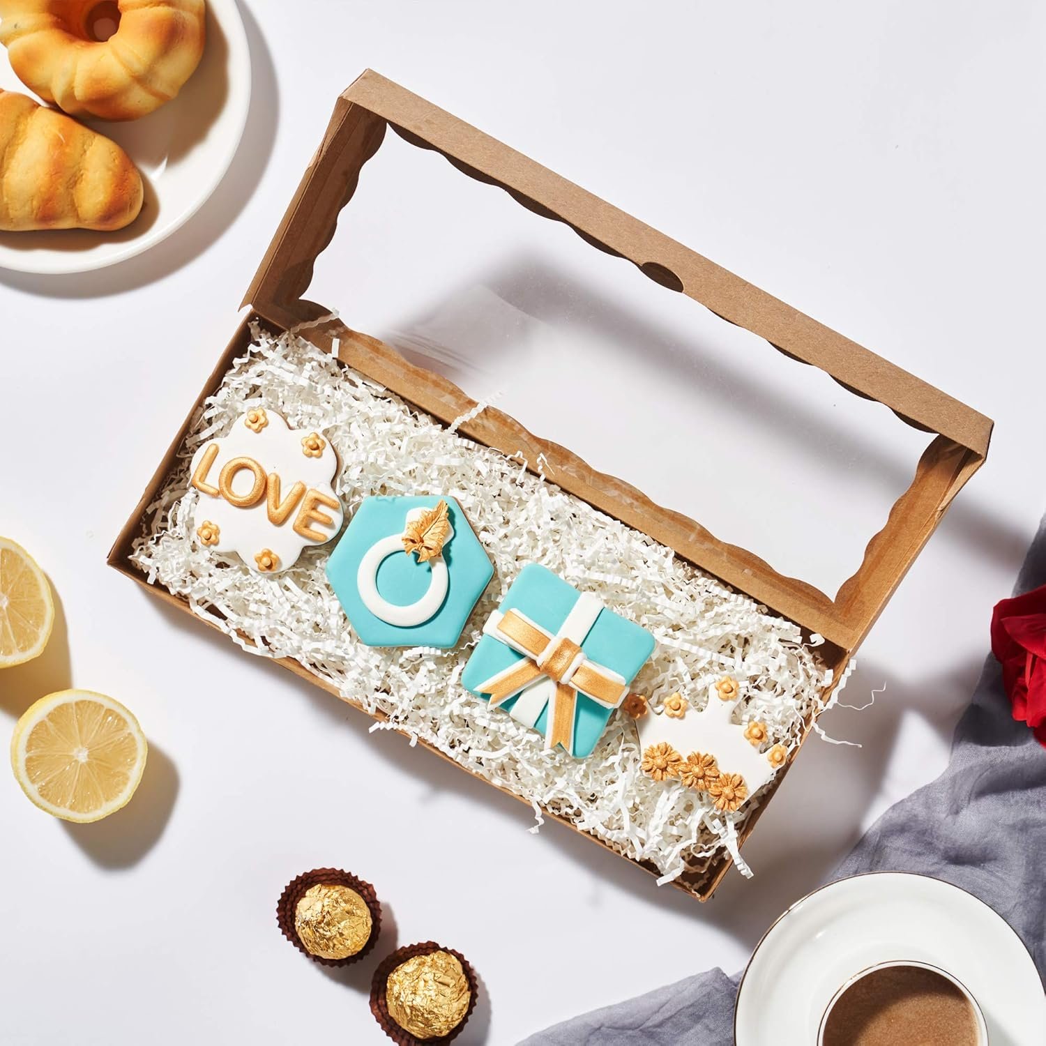 Wholesale 24PCS 12x5x1.5in Auto-Popup One-Piece Kraft Brown Premium Cookie Macaron Bakery Boxes Holiday Gift Sets Factory