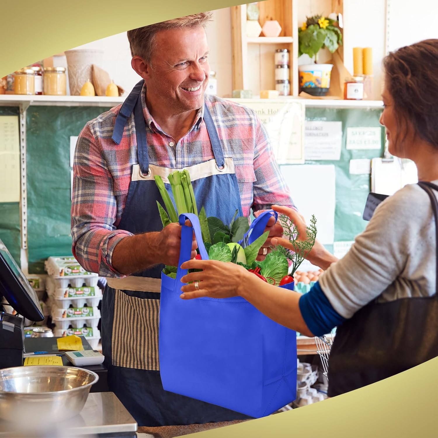 Wholesale 100 PCS Reusable Non Woven Grocery Handle Tote Bags for Shop Events Retail Stores Blue Factory