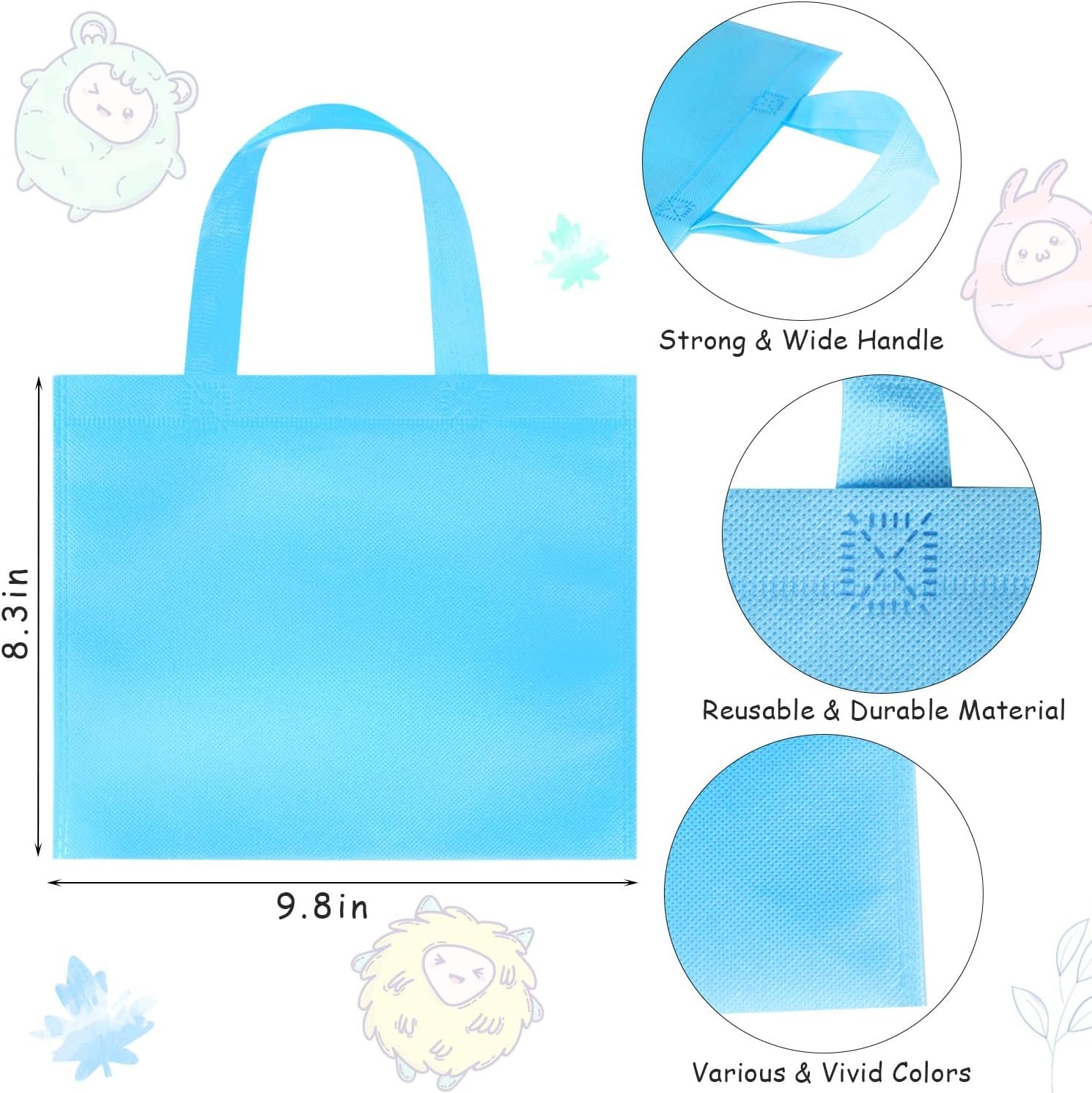 Wholesale 30 Pack 9.8'' Small Non-Woven Reusable Kids Tote Bags with Handles Rainbow Party Favor Goodie Bags for Birthday Factory