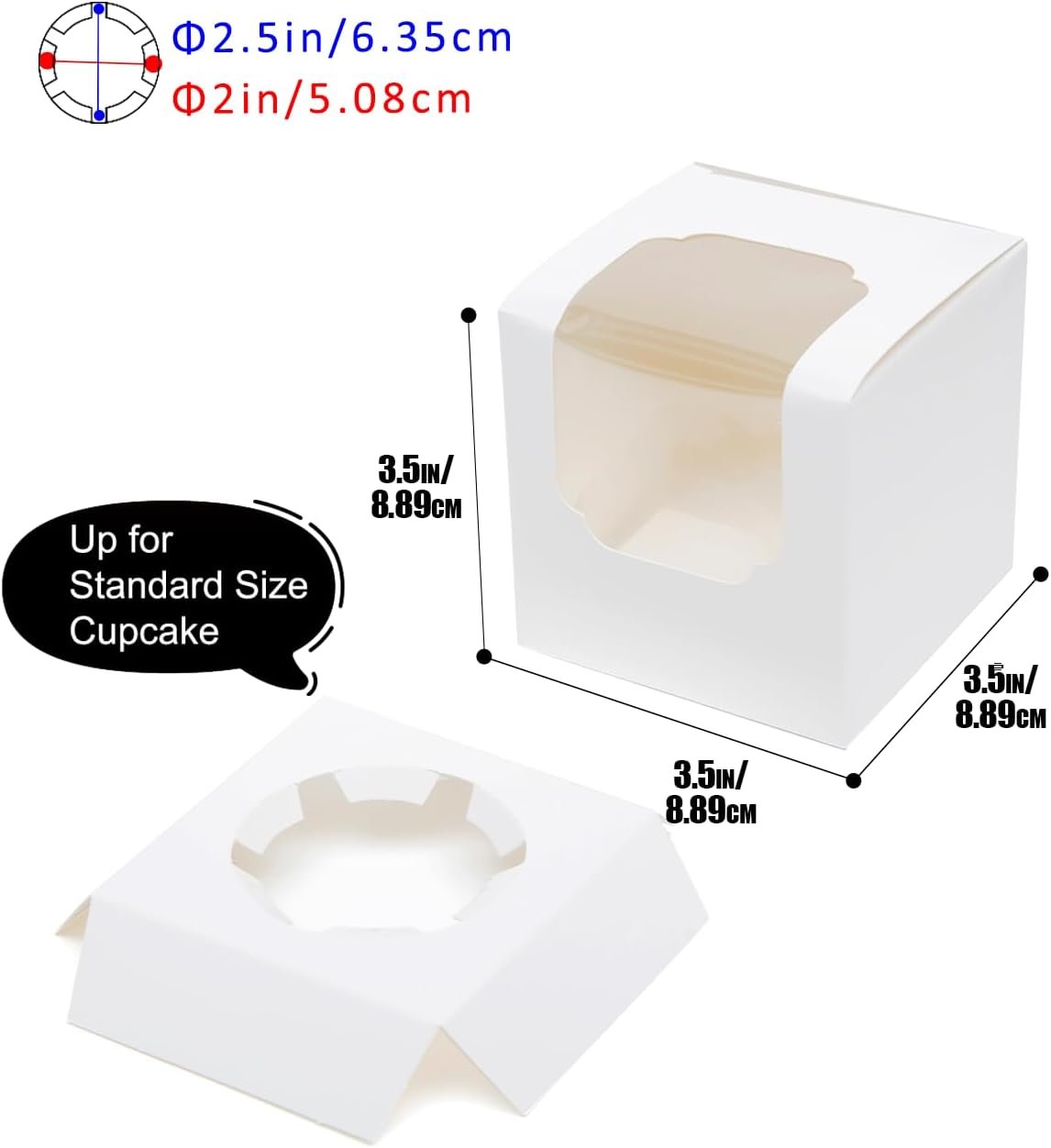 Wholesale Auto-Pop Up Individual Cupcake Boxes 30 Pack White 3.5