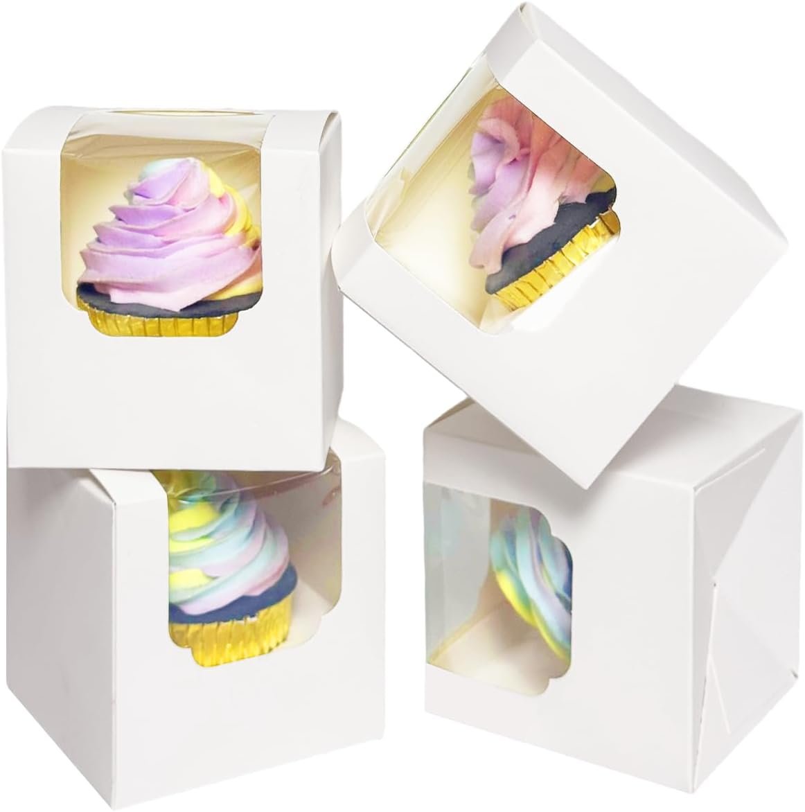 Wholesale Auto-Pop Up Individual Cupcake Boxes 30 Pack White 3.5