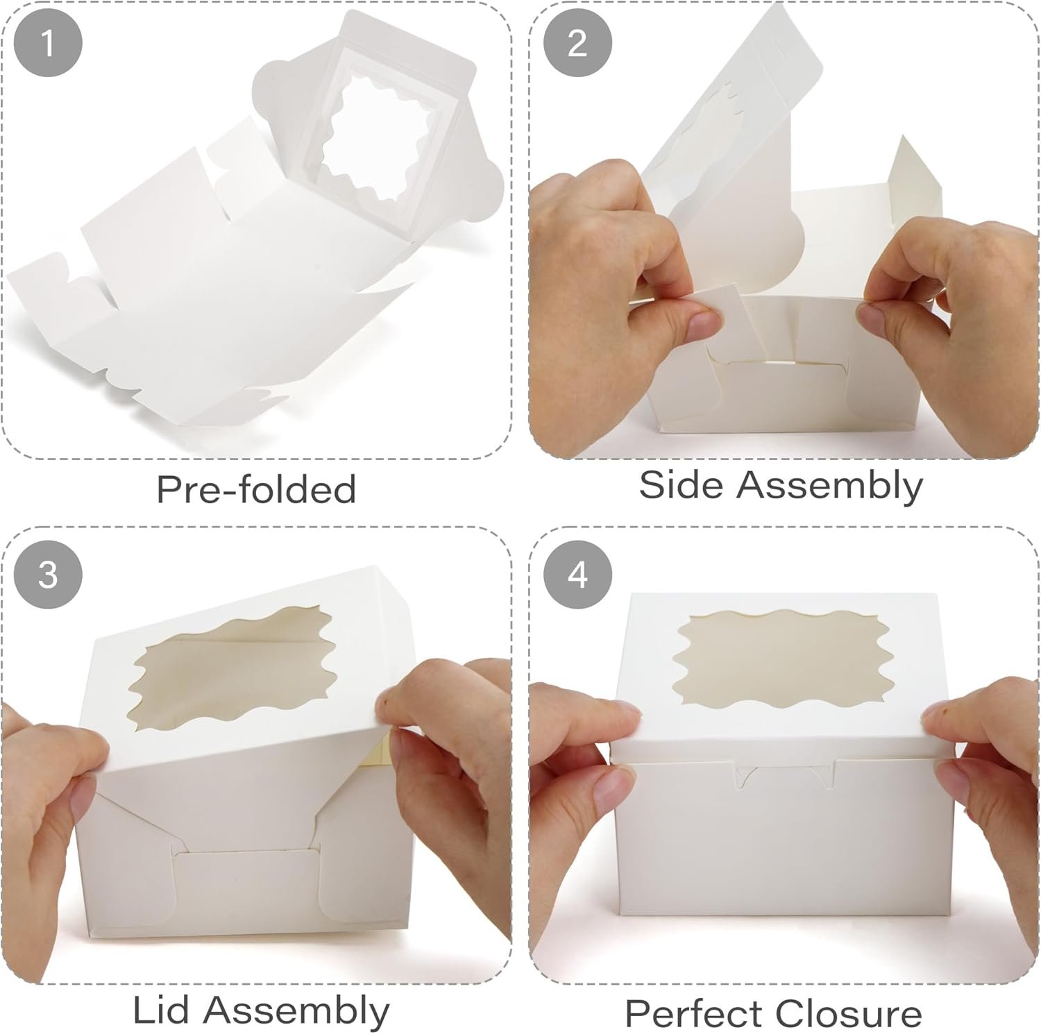 Wholesale 60pcs 4x4x2.5 Inch Cookie Bakery Boxes with Window for Cupcakes Macarons Donuts Pastries Treats Factory