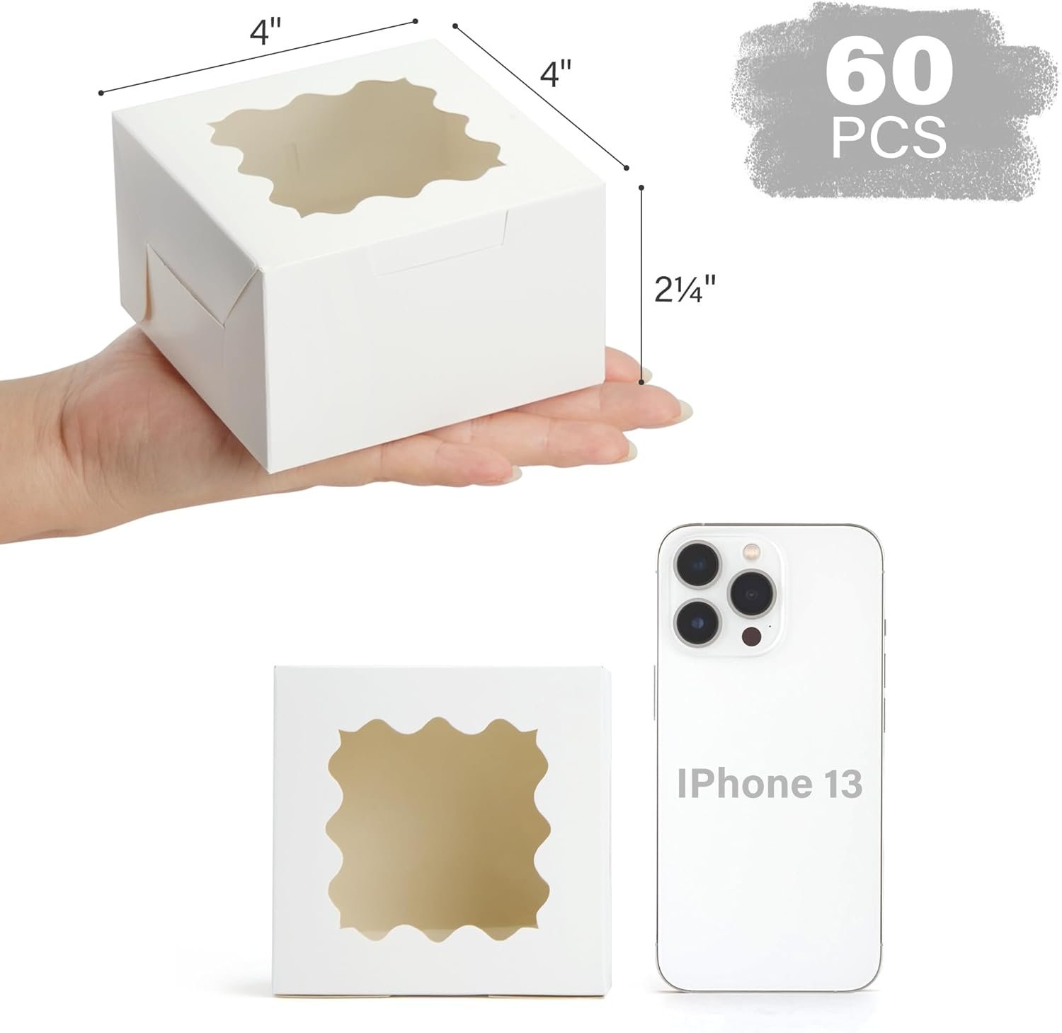 Wholesale 60pcs 4x4x2.5 Inch Cookie Bakery Boxes with Window for Cupcakes Macarons Donuts Pastries Treats Factory