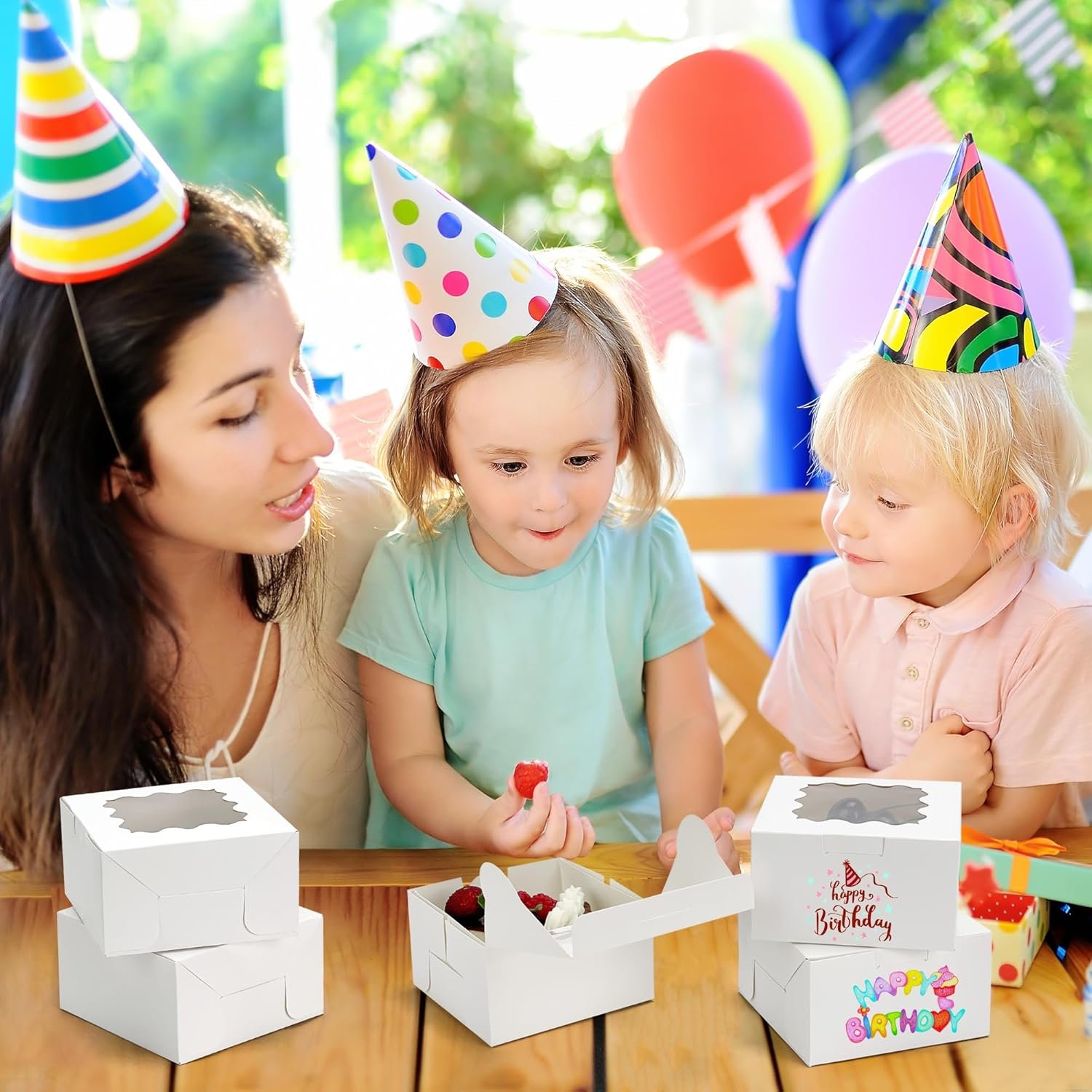 Wholesale 60pcs 4x4x2.5 Inch Cookie Bakery Boxes with Window for Cupcakes Macarons Donuts Pastries Treats Factory