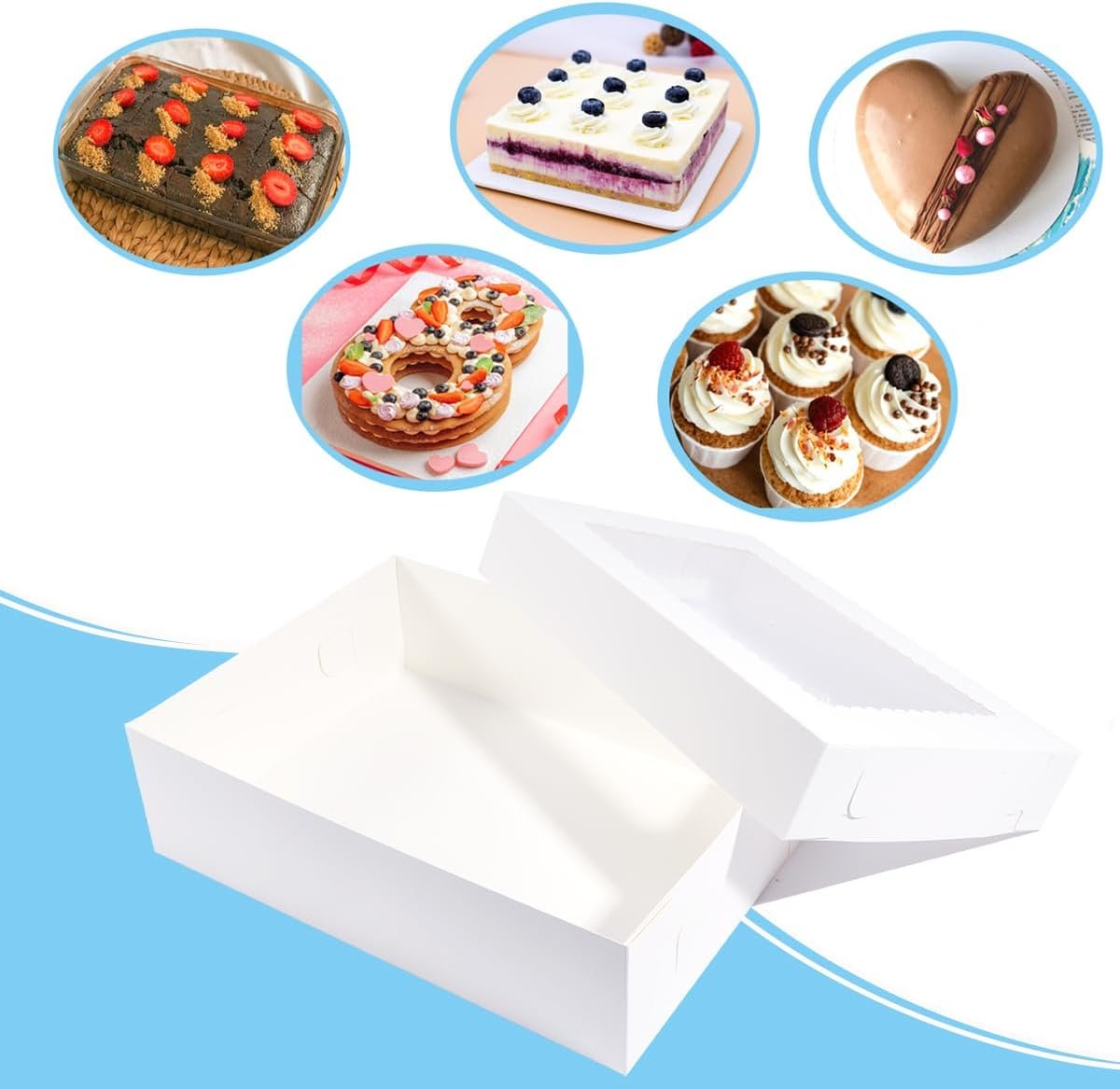 Wholesale 14x10x4 Inch White Bakery Boxes with Cake Boards 10 Pack for Quarter Sheet Cakes Donuts Cupcakes Brownies Pies Factory Wholesale 14x10x4 Inch White Bakery Boxes with Cake Boards 10 Pack for Quarter Sheet Cakes Donuts Cupcakes Brownies Pies Factory