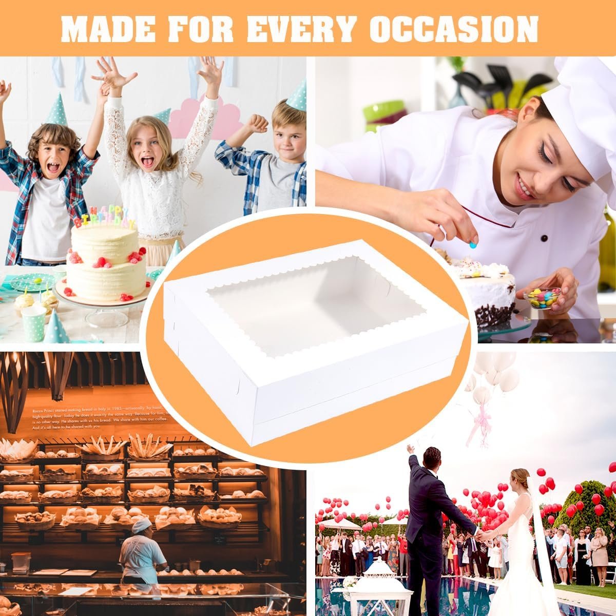 Wholesale 14x10x4 Inch White Bakery Boxes with Cake Boards 10 Pack for Quarter Sheet Cakes Donuts Cupcakes Brownies Pies Factory Wholesale 14x10x4 Inch White Bakery Boxes with Cake Boards 10 Pack for Quarter Sheet Cakes Donuts Cupcakes Brownies Pies Factory