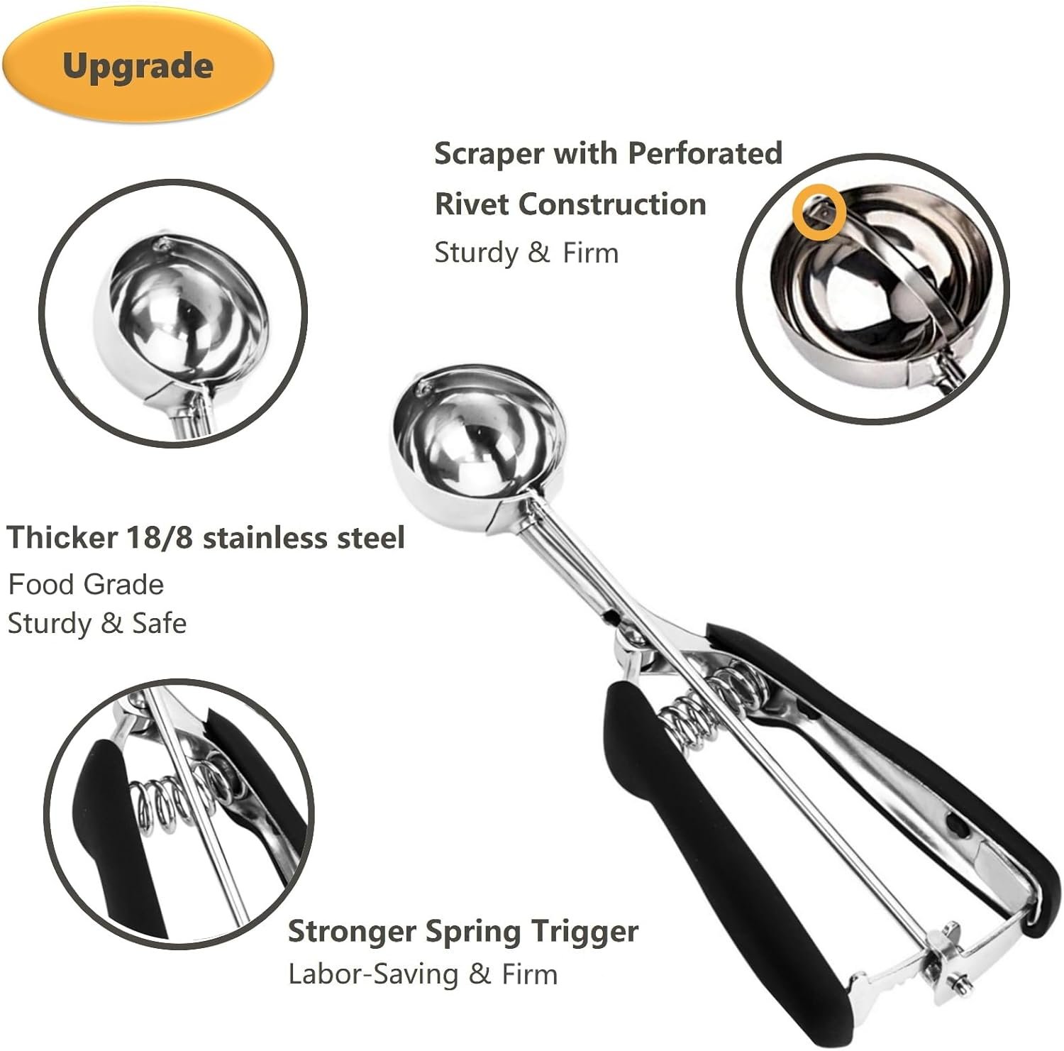 OEM 3-Piece 18/8 Stainless Steel Cookie Ice Cream Scoop Set Trigger Release Non-Slip Grip Baking Dough factory OEM 3-Piece 18/8 Stainless Steel Cookie Ice Cream Scoop Set Trigger Release Non-Slip Grip Baking Dough factory