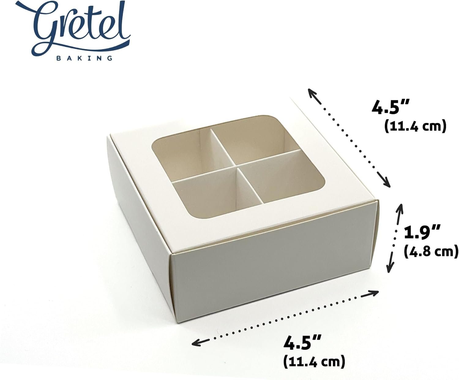 Wholesale 20pcs White Window Treat Boxes Dividers 4 Small Compartments 4.5x4.5x1.9in Chocolate Strawberries Macaron Baked Goods Packaging Factory