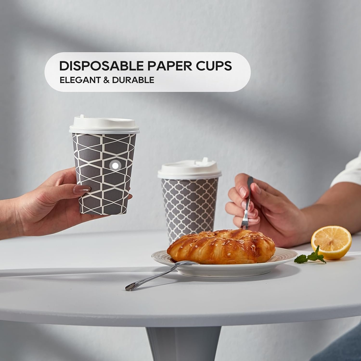 Wholesale 12oz Disposable Paper Coffee Cups with Lids 100 Sets To Go for Espresso Tea Beverages Cafes Offices Home Manufacturer