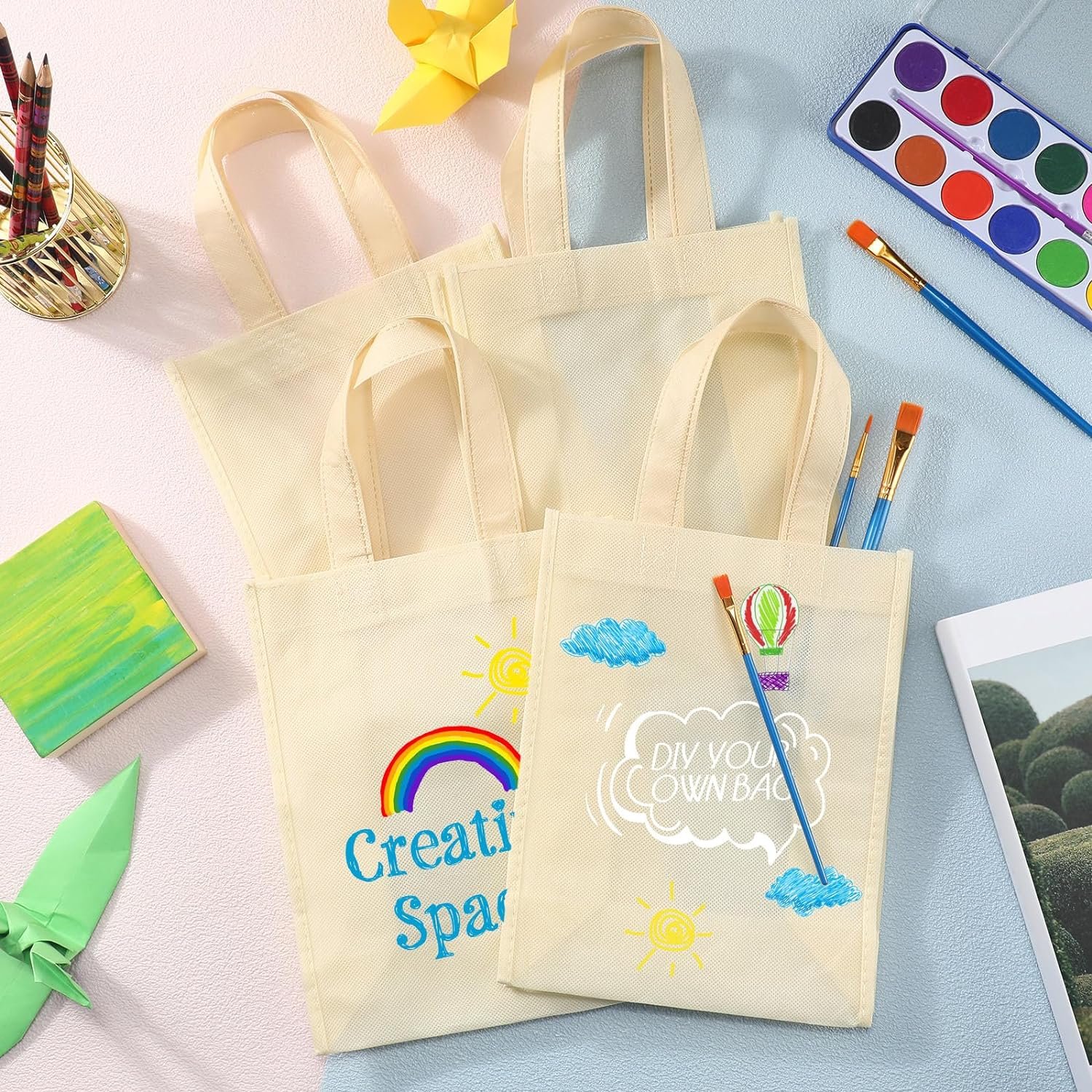 Wholesale 100 Pcs Non Woven Reusable Bags with Handles Shopping Tote Grocery Goodie Party Treat Favors Beige Factory