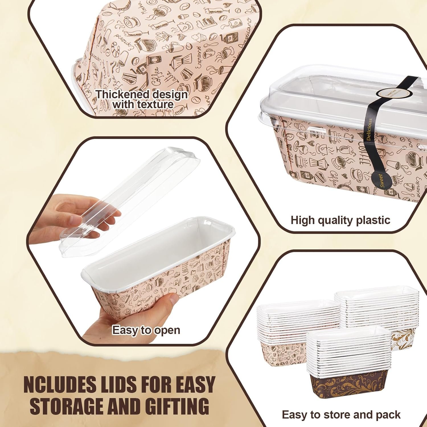 Wholesale 60 Pack 6.3 x 2.1 x 2.1 Inch Disposable Paper Loaf Baking Pans with Lids for Cake Bread Oven Bakery Holiday Wedding Halloween Christmas Thanksgiving Gifts Manufacturer Wholesale 60 Pack 6.3 x 2.1 x 2.1 Inch Disposable Paper Loaf Baking Pans with Lids for Cake Bread Oven Bakery Holiday Wedding Halloween Christmas Thanksgiving Gifts Manufacturer