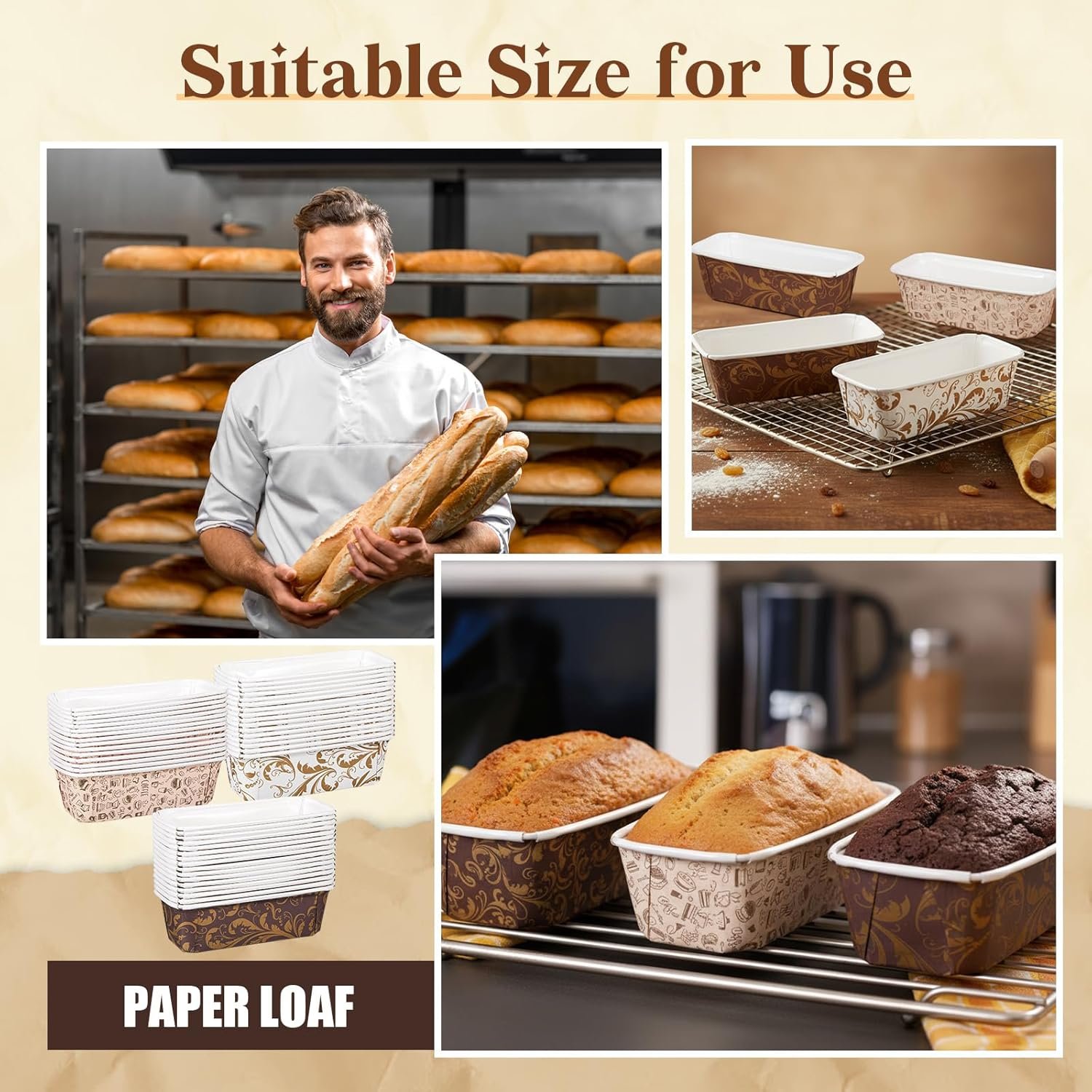 Wholesale 60 Pack 6.3 x 2.1 x 2.1 Inch Disposable Paper Loaf Baking Pans with Lids for Cake Bread Oven Bakery Holiday Wedding Halloween Christmas Thanksgiving Gifts Manufacturer Wholesale 60 Pack 6.3 x 2.1 x 2.1 Inch Disposable Paper Loaf Baking Pans with Lids for Cake Bread Oven Bakery Holiday Wedding Halloween Christmas Thanksgiving Gifts Manufacturer