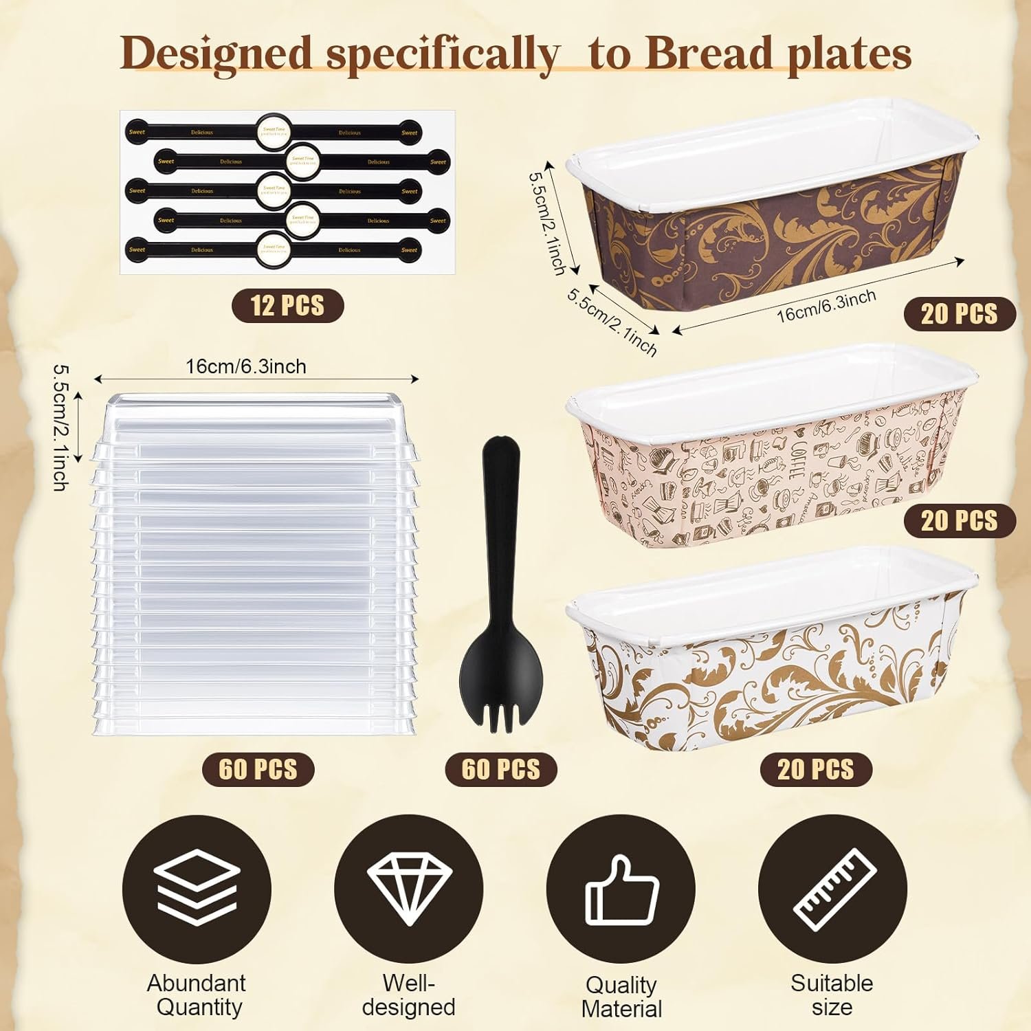 Wholesale 60 Pack 6.3 x 2.1 x 2.1 Inch Disposable Paper Loaf Baking Pans with Lids for Cake Bread Oven Bakery Holiday Wedding Halloween Christmas Thanksgiving Gifts Manufacturer Wholesale 60 Pack 6.3 x 2.1 x 2.1 Inch Disposable Paper Loaf Baking Pans with Lids for Cake Bread Oven Bakery Holiday Wedding Halloween Christmas Thanksgiving Gifts Manufacturer