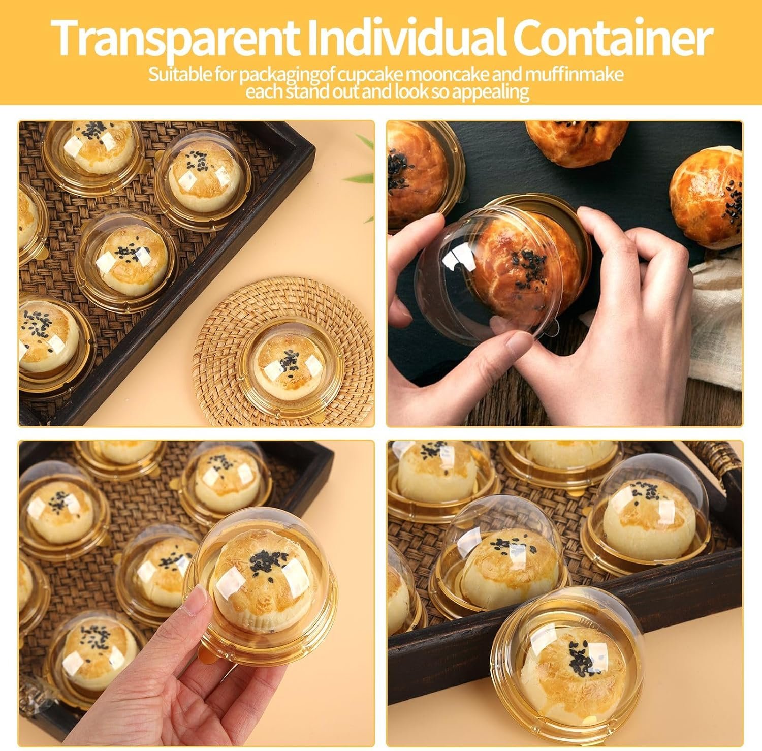 Wholesale 50 Pack 2 Inch Clear Plastic Mini Dome Cake Boxes for Muffins Cookies Wedding Birthday Gifts Gold Factory
