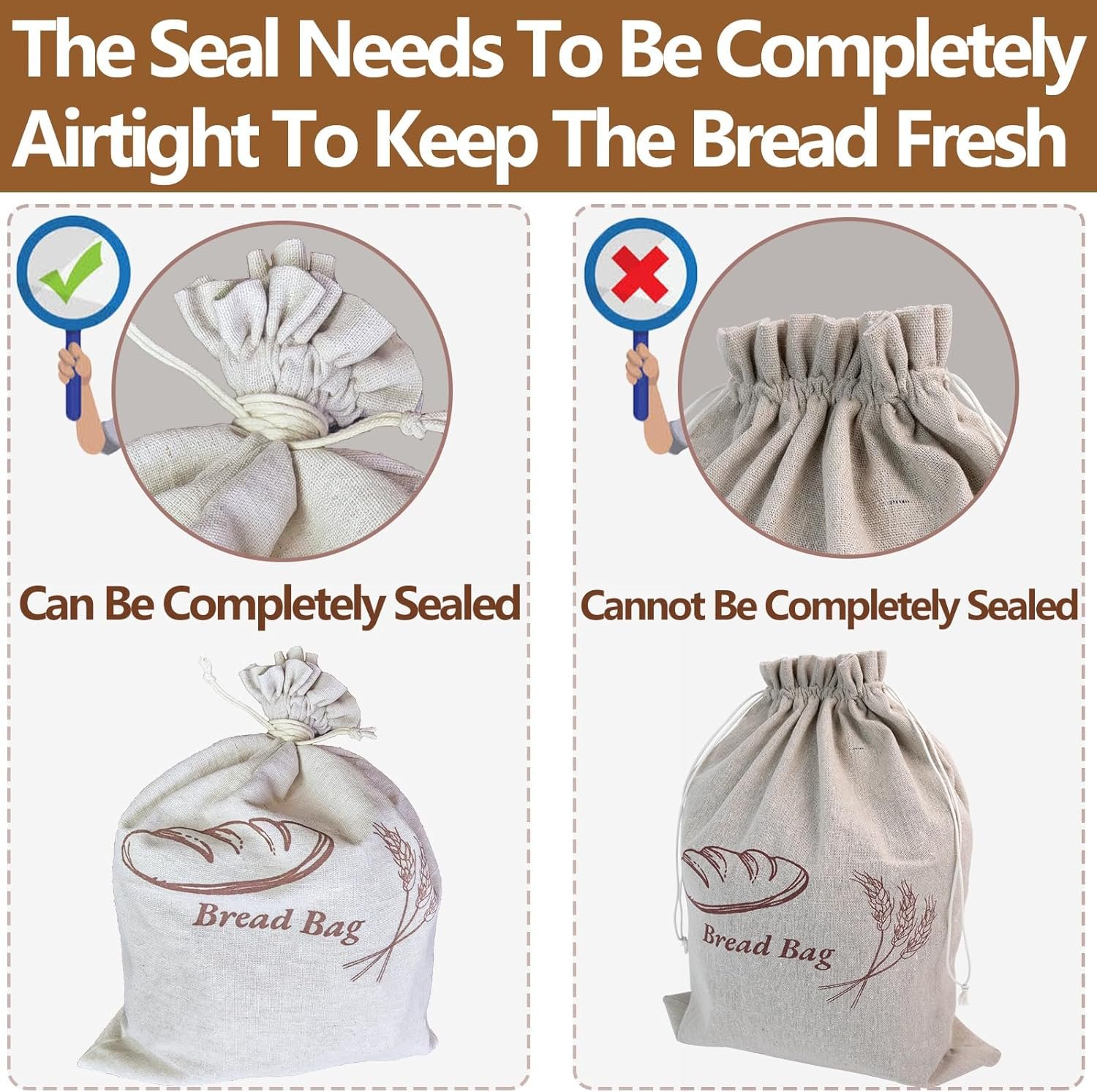 OEM 3-Pack Large 17x13 Inch Linen Bread Bags with Inner Lining for Sourdough Homemade Bread Reusable Fresh-Keeping Storage manufacturer