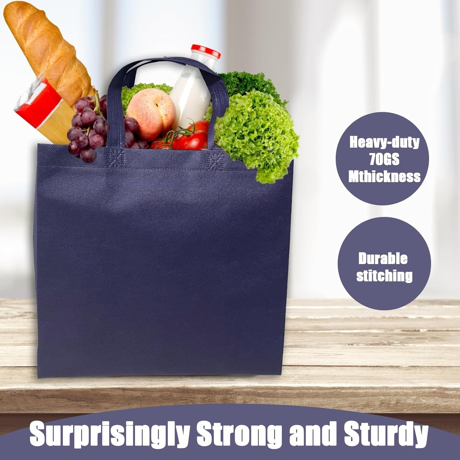 Wholesale 50Pcs Large Reusable Non-Woven Foldable Shopping Tote Bags with Handles Grocery Bulk for Boutiques Factory