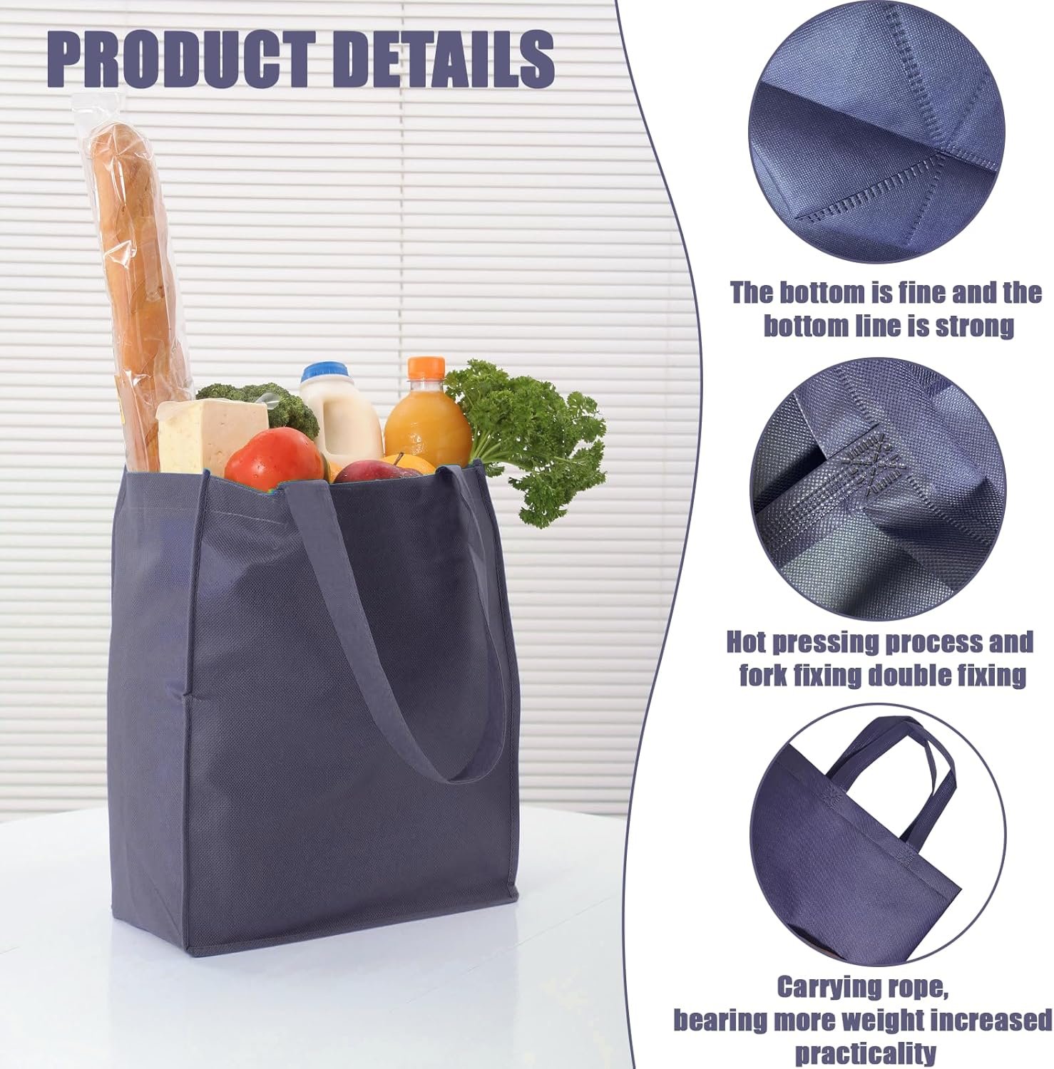 Wholesale 50Pcs Large Reusable Non-Woven Foldable Shopping Tote Bags with Handles Grocery Bulk for Boutiques Factory