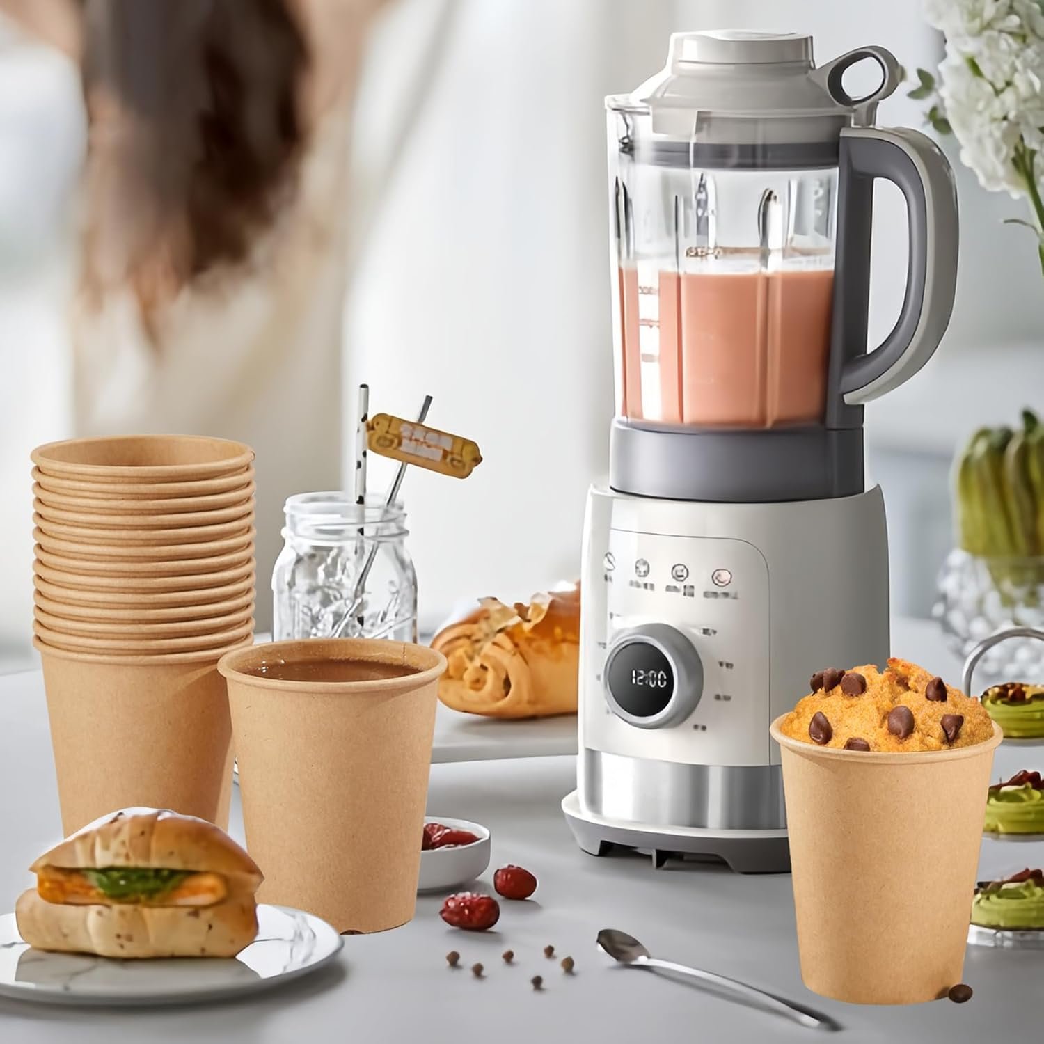 Wholesale 400 Pack 8 oz Unbleached Kraft Paper Cups Thickened Disposable Hot Cold Beverage Coffee Cups for Parties Home Cafes Offices Brown Factory