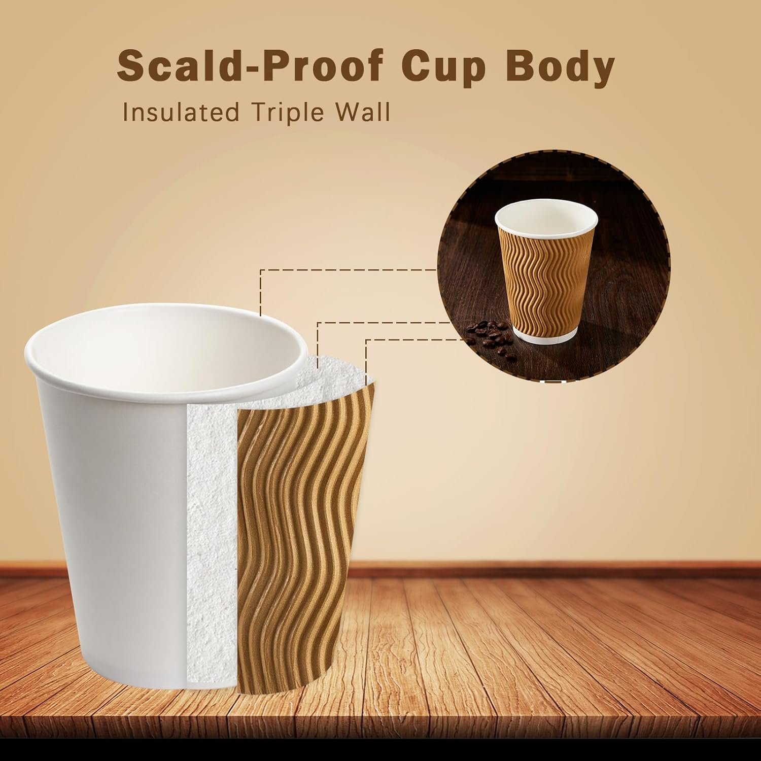 Wholesale 120-Pack 12oz Insulated Ripple Wall Disposable Paper Coffee Cups for Hot Cold Drinks Office Home Cafe Party Travel Champagne Factory Wholesale 120-Pack 12oz Insulated Ripple Wall Disposable Paper Coffee Cups for Hot Cold Drinks Office Home Cafe Party Travel Champagne Factory