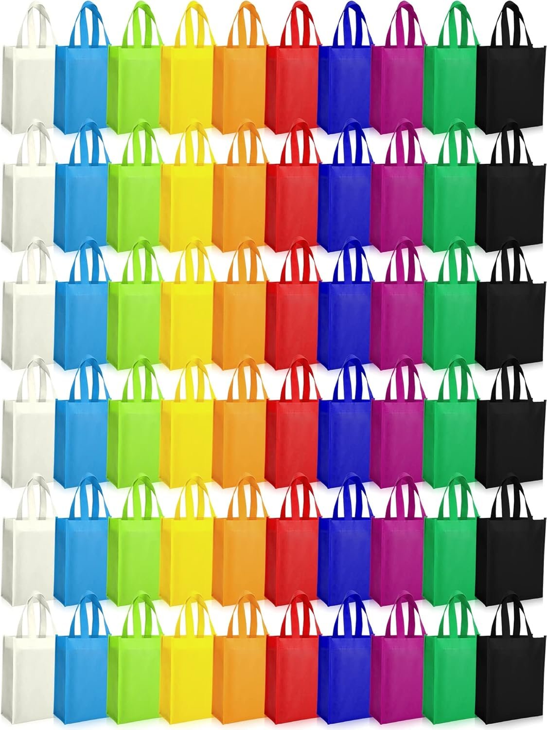 Boao 60 Pack Non Woven Tote Bag Large Reusable Gift Bag with Handles Foldable Grocery Tote for Party Shopping, 14 x 10 Inch