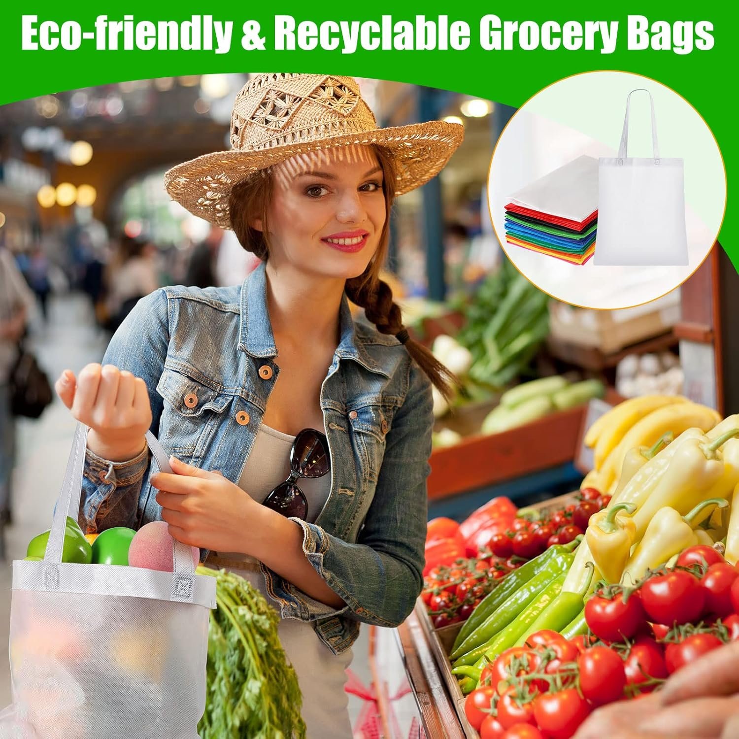 Wholesale 50 Pack 13 x 15 Inch Non Woven Bags with Handles Reusable Tote Grocery Shopping Gift Party Bags Bright Color Factory