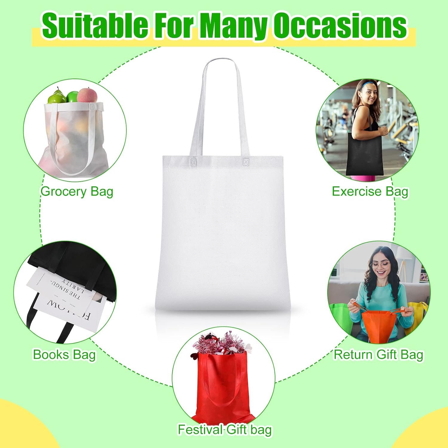 Wholesale 50 Pack 13 x 15 Inch Non Woven Bags with Handles Reusable Tote Grocery Shopping Gift Party Bags Bright Color Factory