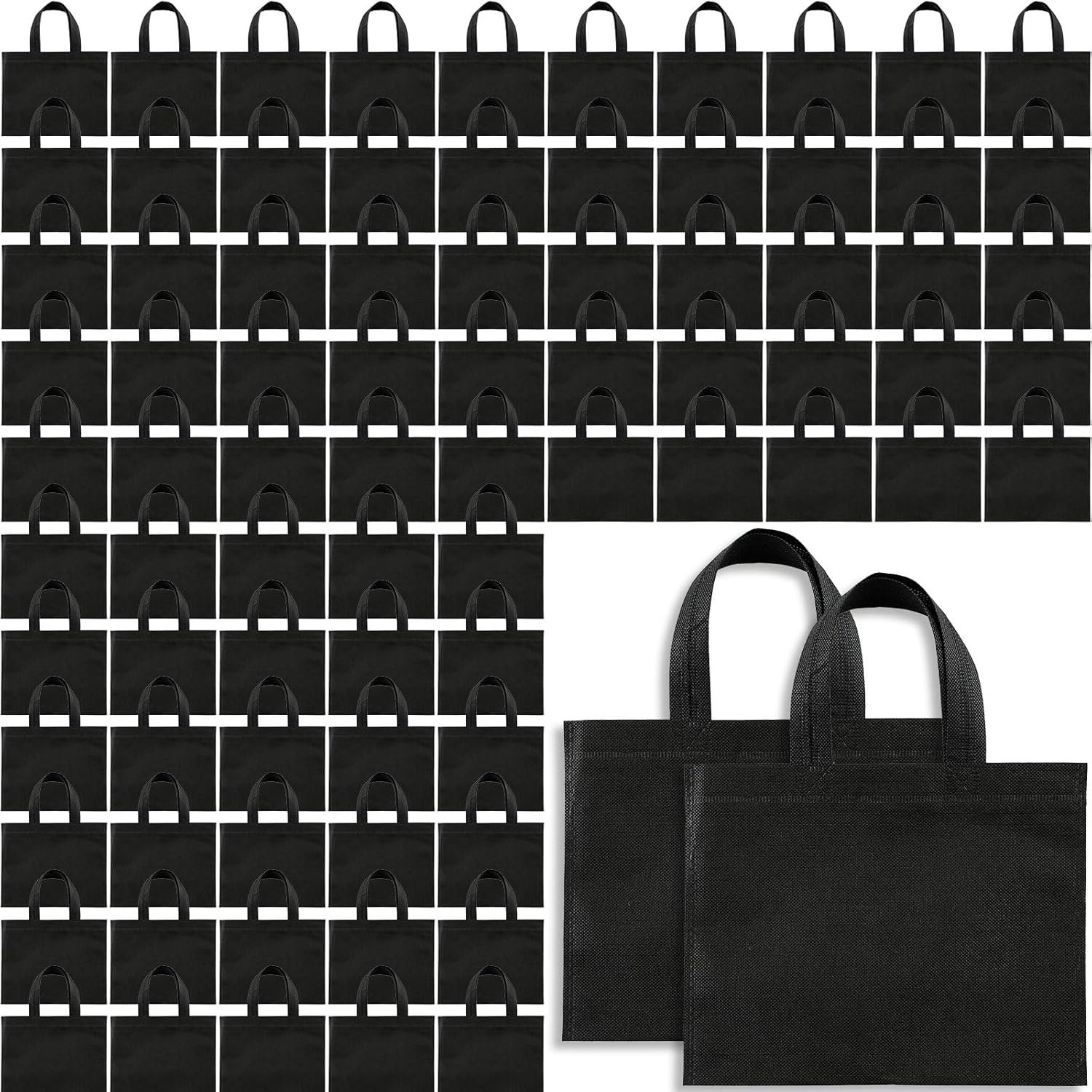 Amylove 80 Pack Non Woven Party Favor Bag 9.8'' Reusable Tote Bags Bulk with Handles for Birthday Party Supplies