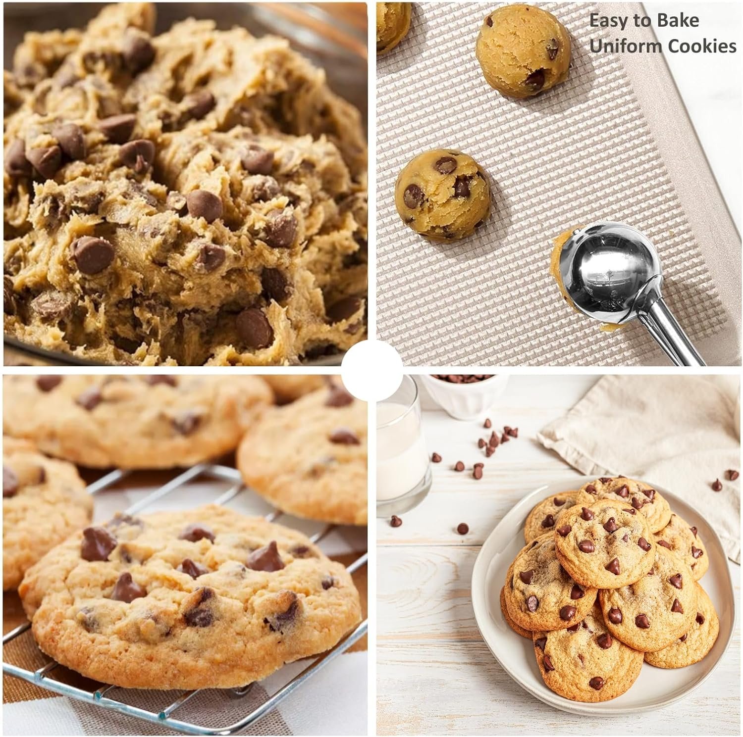 OEM 3-Pc 18/8 Stainless Steel Cookie Scoop Set with Trigger Release Mint Soft Grip for Ice Cream Dough Baking Factory