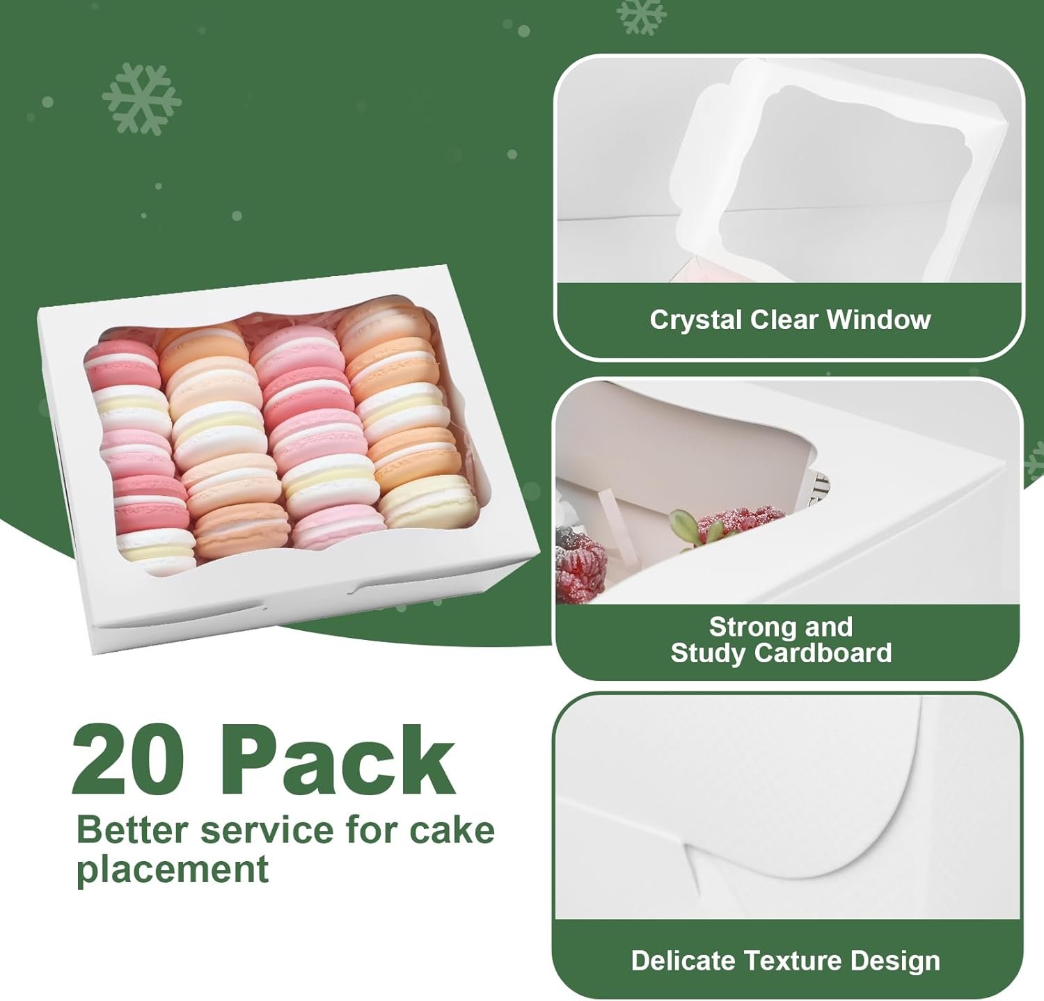 Wholesale 20pcs 8x6x2.5 Inch White Window Bakery Boxes for Cookies Pastries Macarons Donuts Muffins Chocolate Cupcakes Candy Gifts Factory Wholesale 20pcs 8x6x2.5 Inch White Window Bakery Boxes for Cookies Pastries Macarons Donuts Muffins Chocolate Cupcakes Candy Gifts Factory