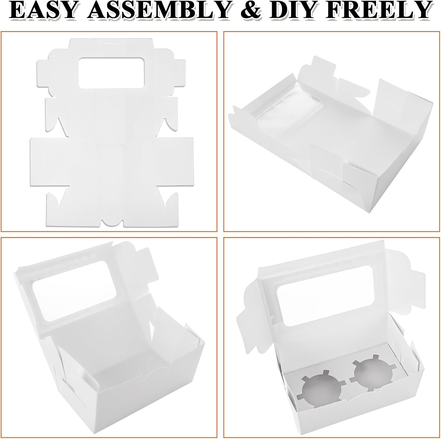 Wholesale 100-Pack White 2-Cupcake Boxes with Clear Window Lids Reusable Cardboard Containers Bulk for Transport Storage Factory